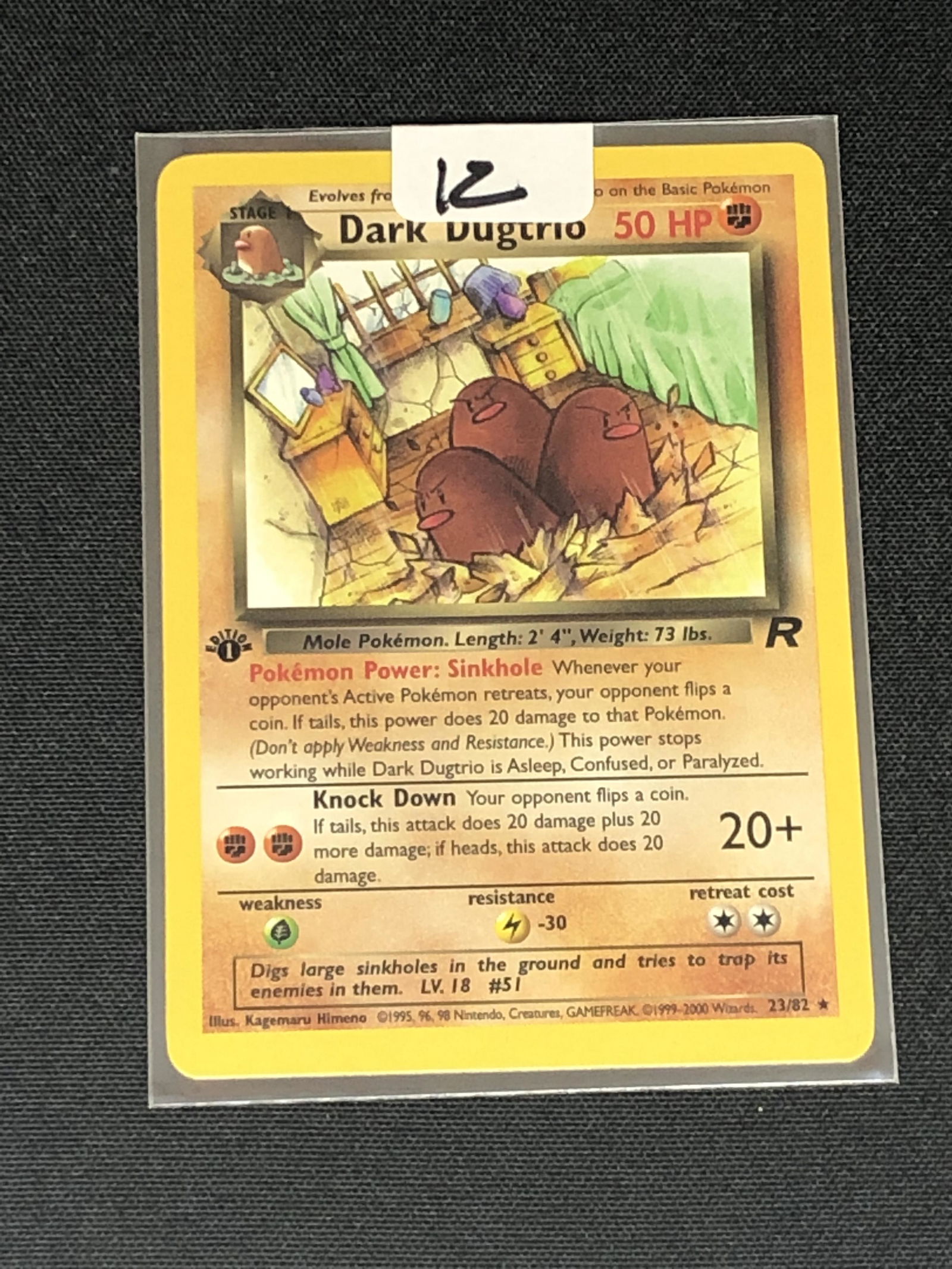Vintage 1st Edition Team Rocket's Dark Dugtrio Pokemon Card: Vintage 1st Edition Team Rocket's Dark Dugtrio Pokemon Card