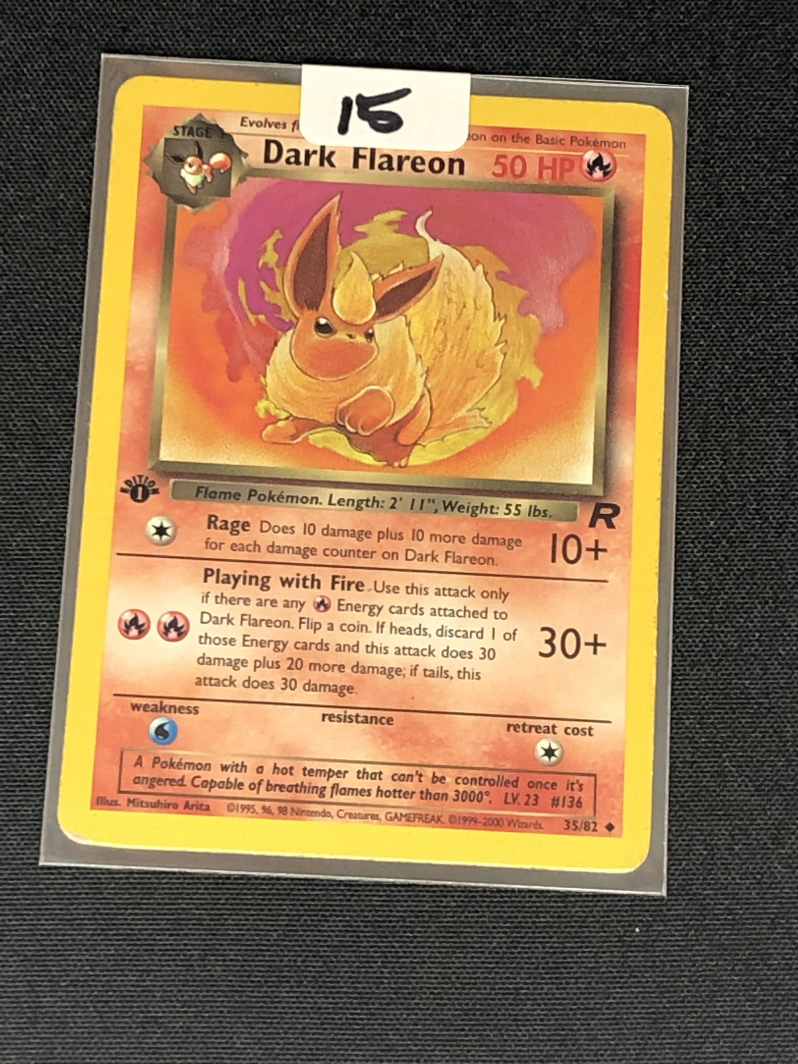 Vintgae 1st Edition Team Rocket's Dark Flareon Pokemon Card (1 of 1)