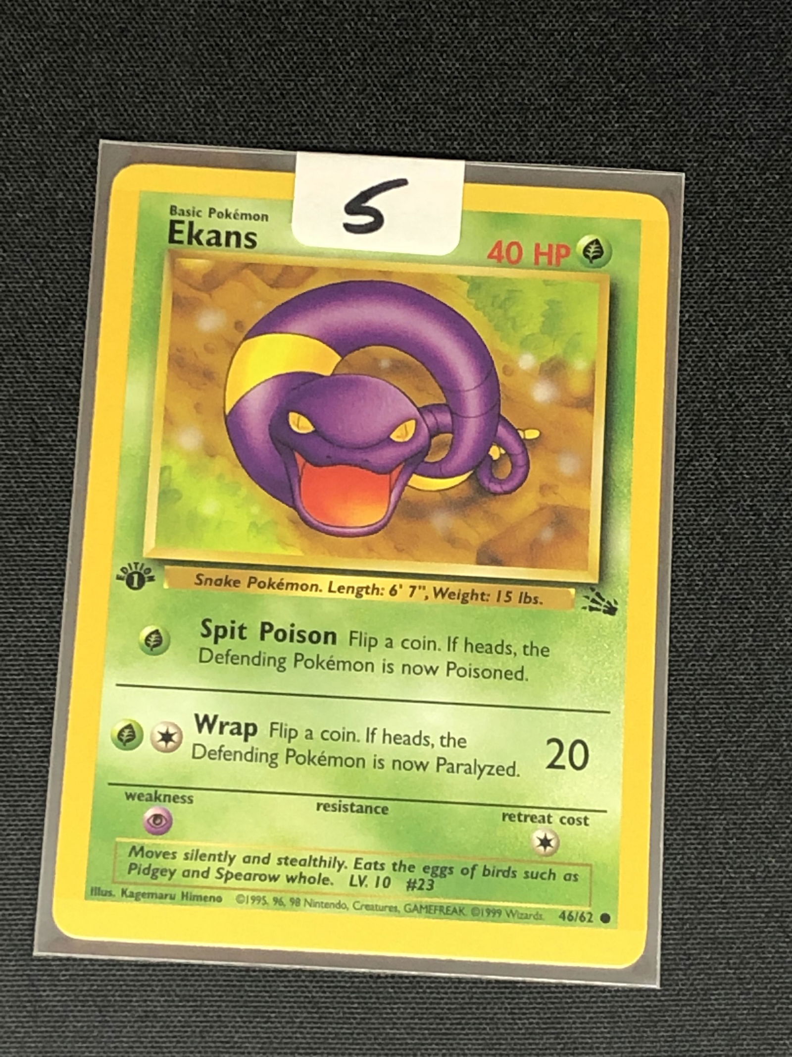 Vintage 1st Edition Fossil Set Ekans Pokemon Card (1 of 1)