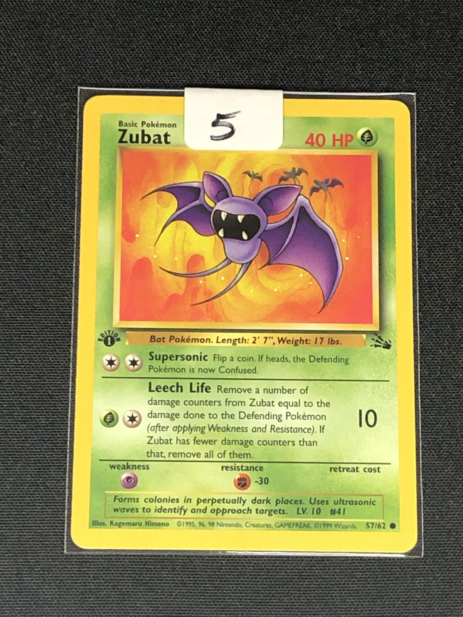 Vintage 1st Edition Fossil Set Zubat Pokemon Card (1 of 1)