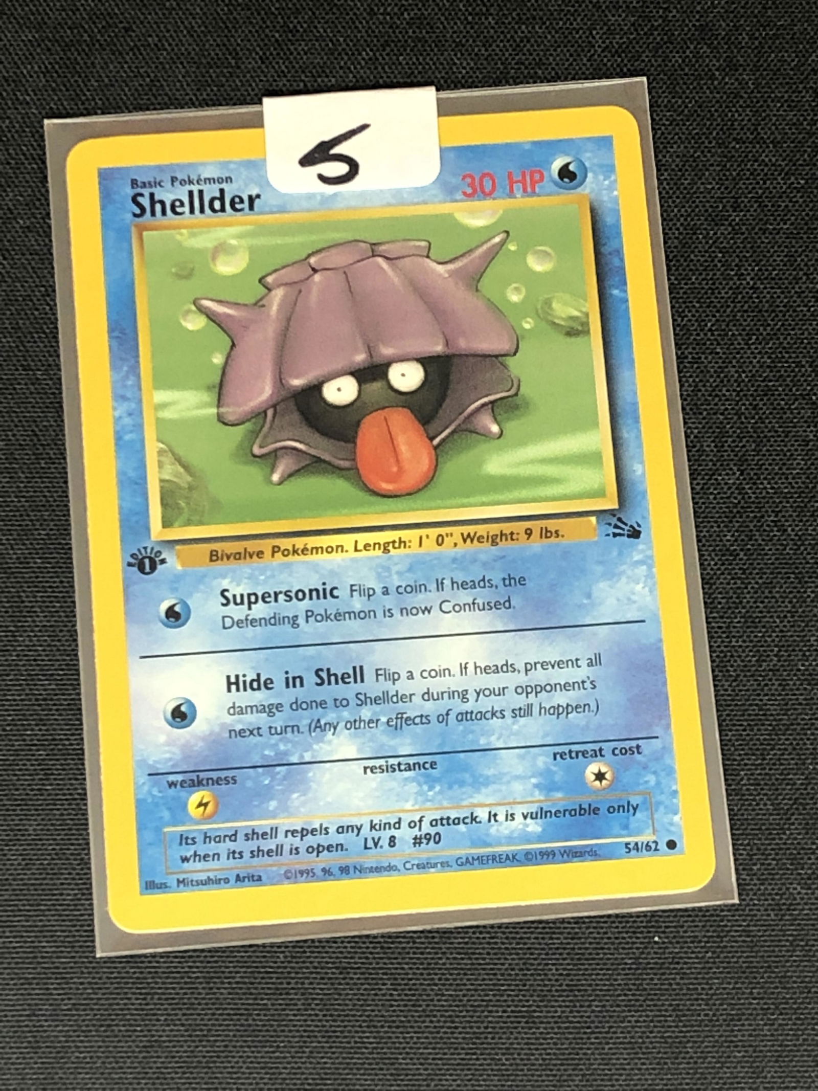 Vintage 1st Edition Fossil Set Shellder Pokemon Card: Vintage 1st Edition Fossil Set Shellder Pokemon Card