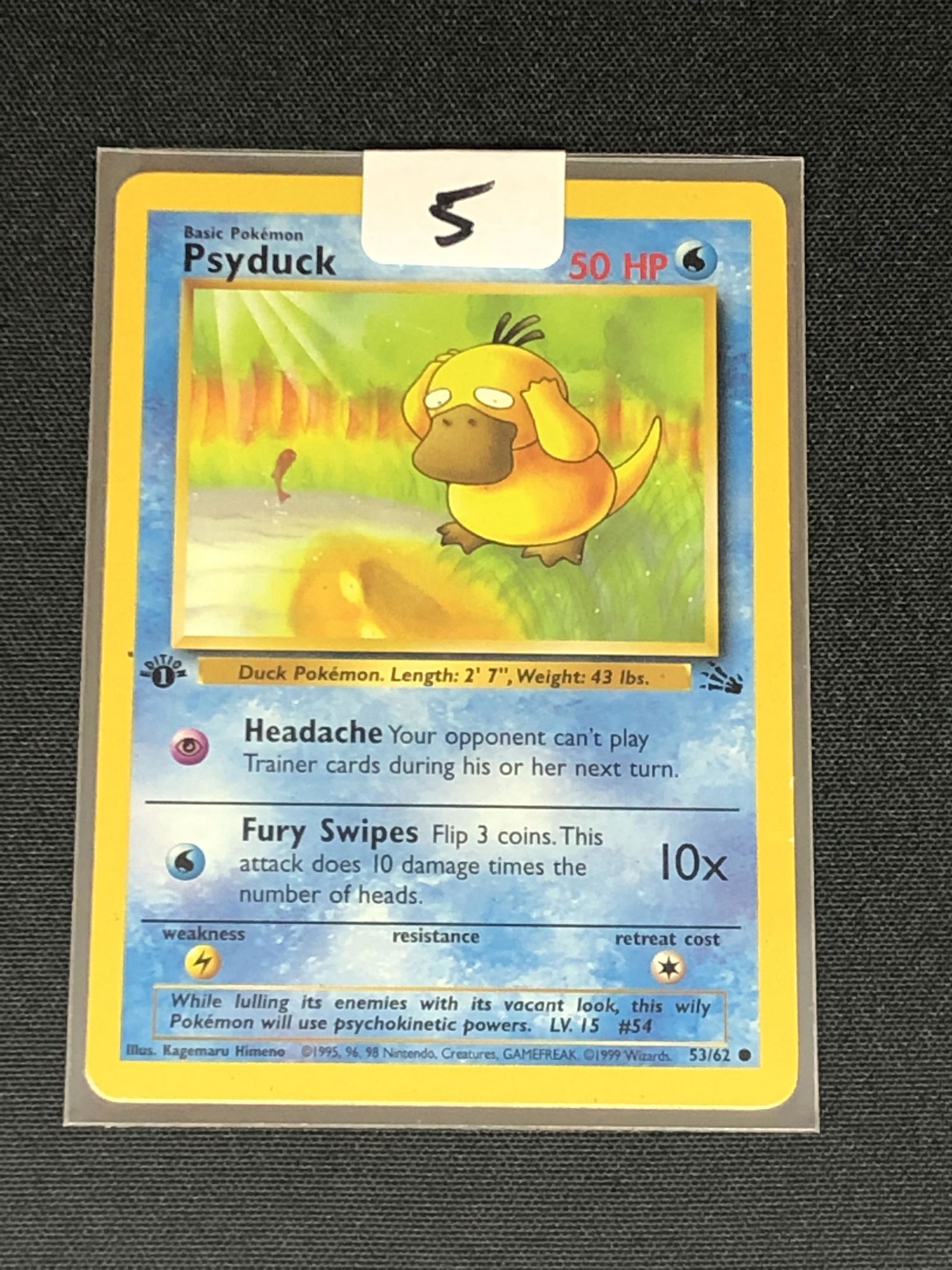 Vintage 1st Edition Fossil Set Psyduck Pokemon Card (1 of 1)