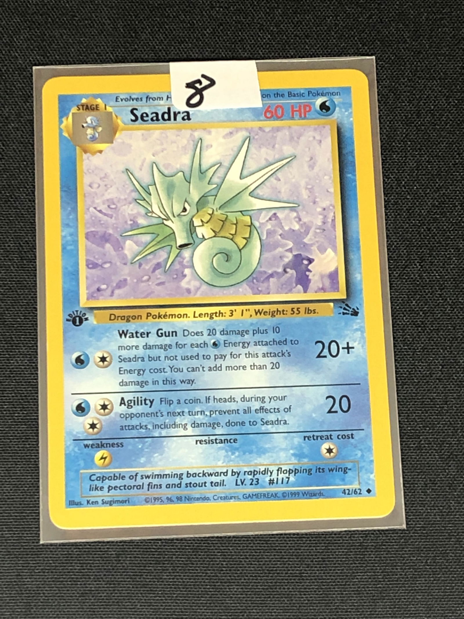 Vintage 1st Edition Fossil Set Seadra Pokemon Card: Vintage 1st Edition Fossil Set Seadra Pokemon Card