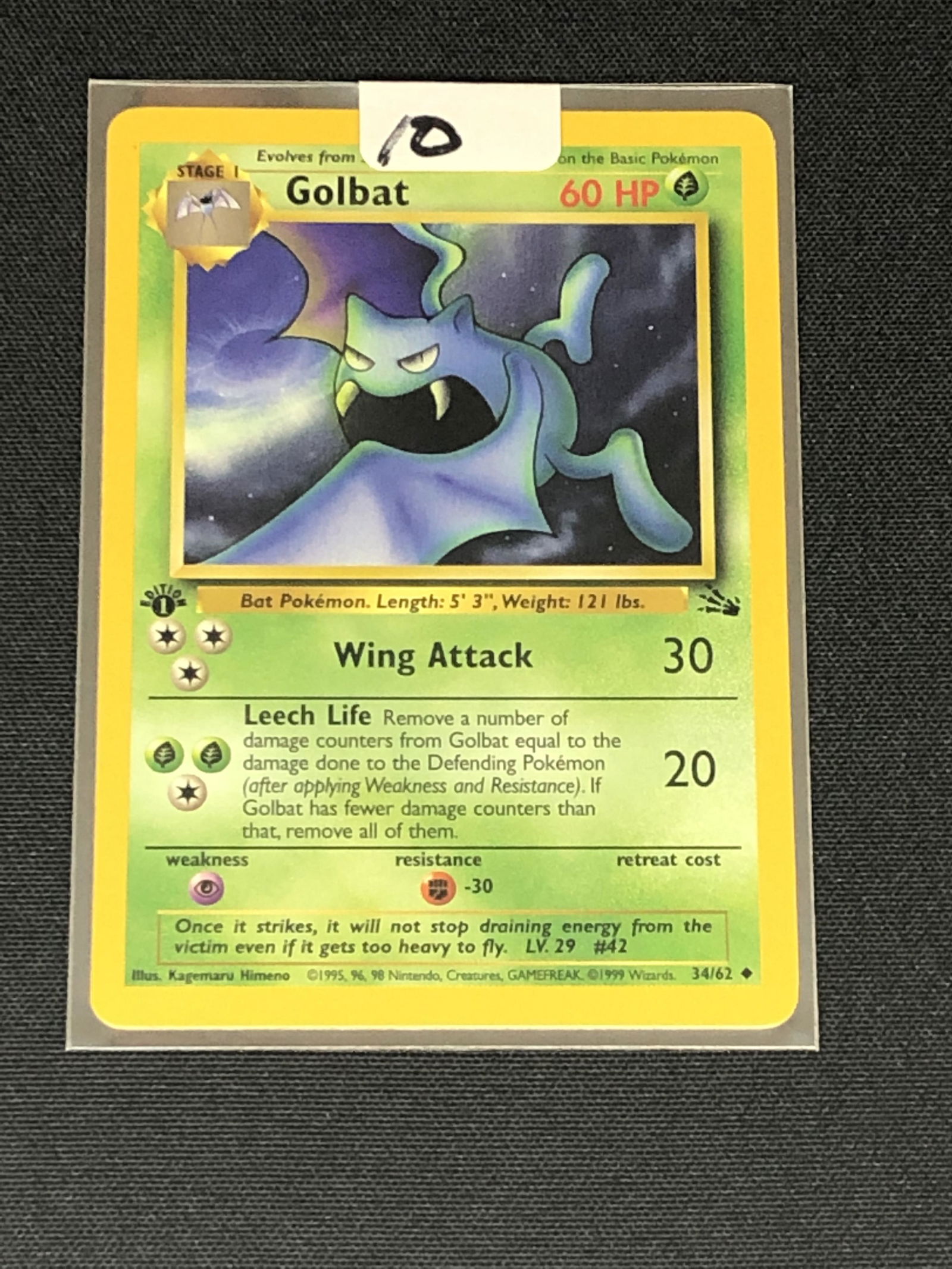 Vintage 1st Edition Fossil Set Golbat Pokemon Card: Vintage 1st Edition Fossil Set Golbat Pokemon Card