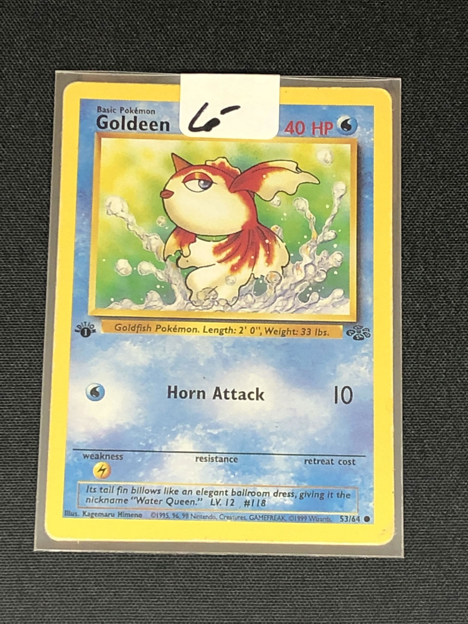 Vintage 1st Edition Jungle Set Goldeen Pokemon Card (1 of 1)
