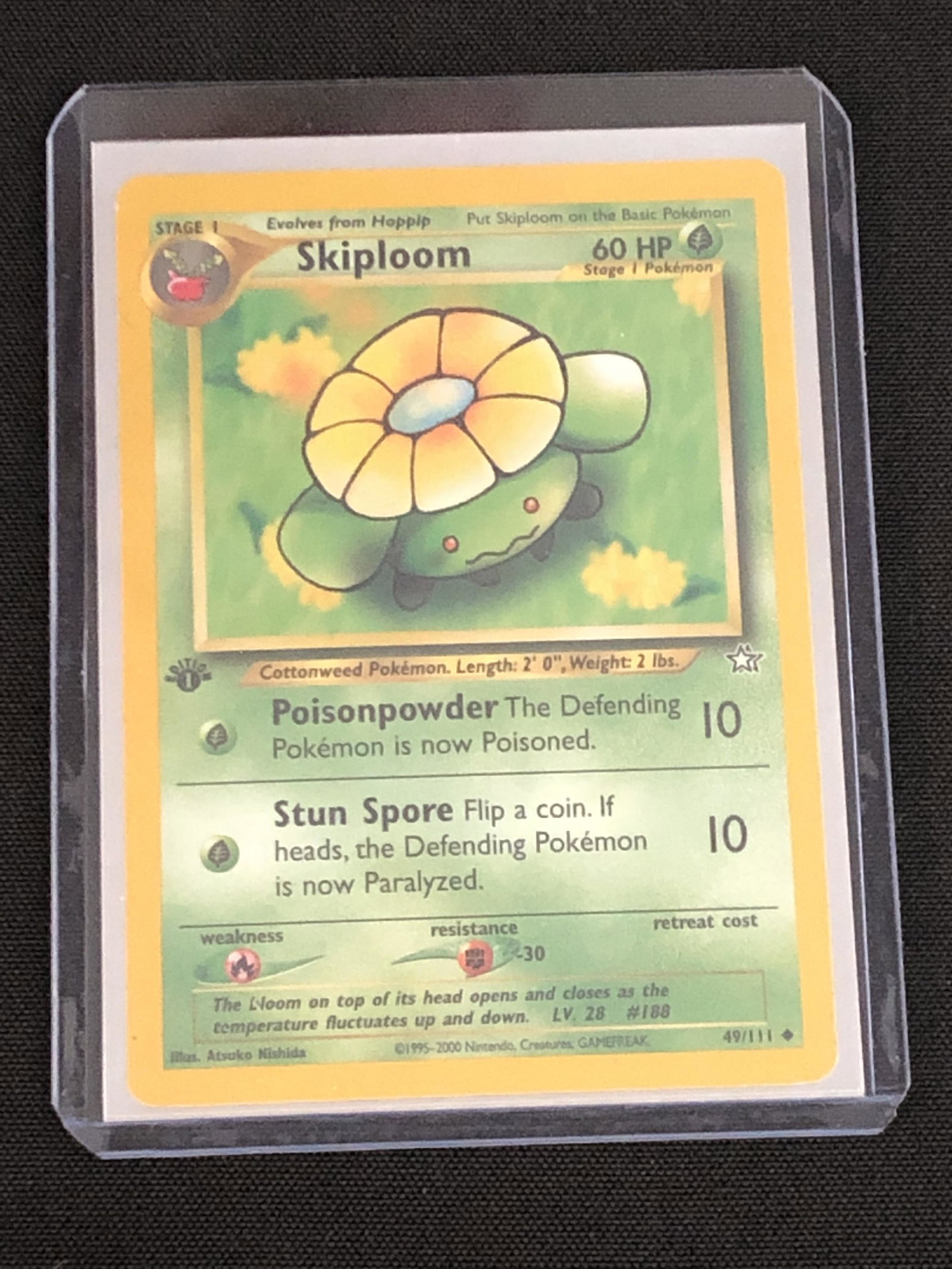 Vintage 1st Edition Neo Genesis Skiploom Pokemon Card