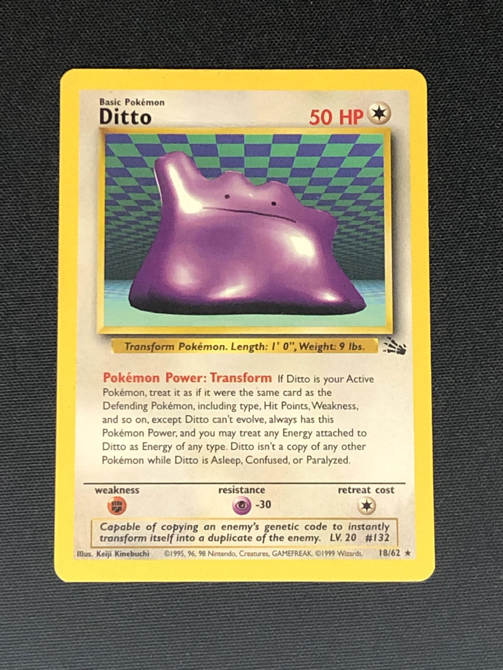 Vintage Fossil Set Ditto Pokemon Card - Moderately to heavy played: Vintage Fossil Set Ditto Pokemon Card - Moderately to heavy played