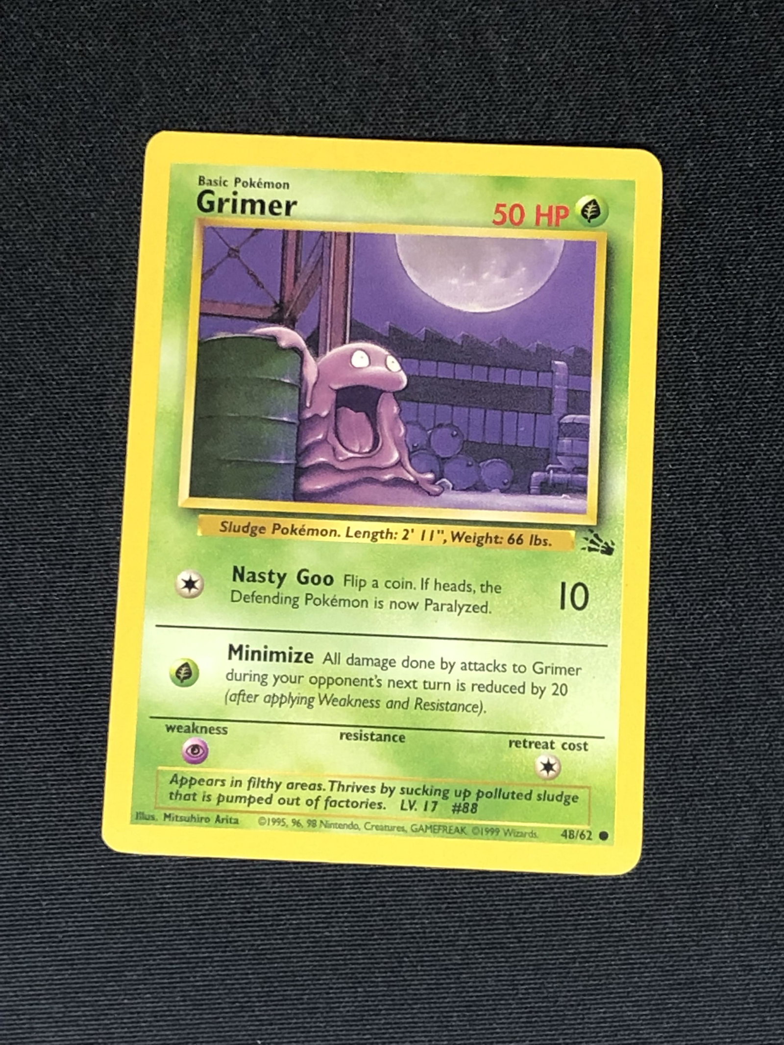 Vintage Fossil Set Grimer Pokemon Card - Moderately to heavy played: Vintage Fossil Set Grimer Pokemon Card - Moderately to heavy played