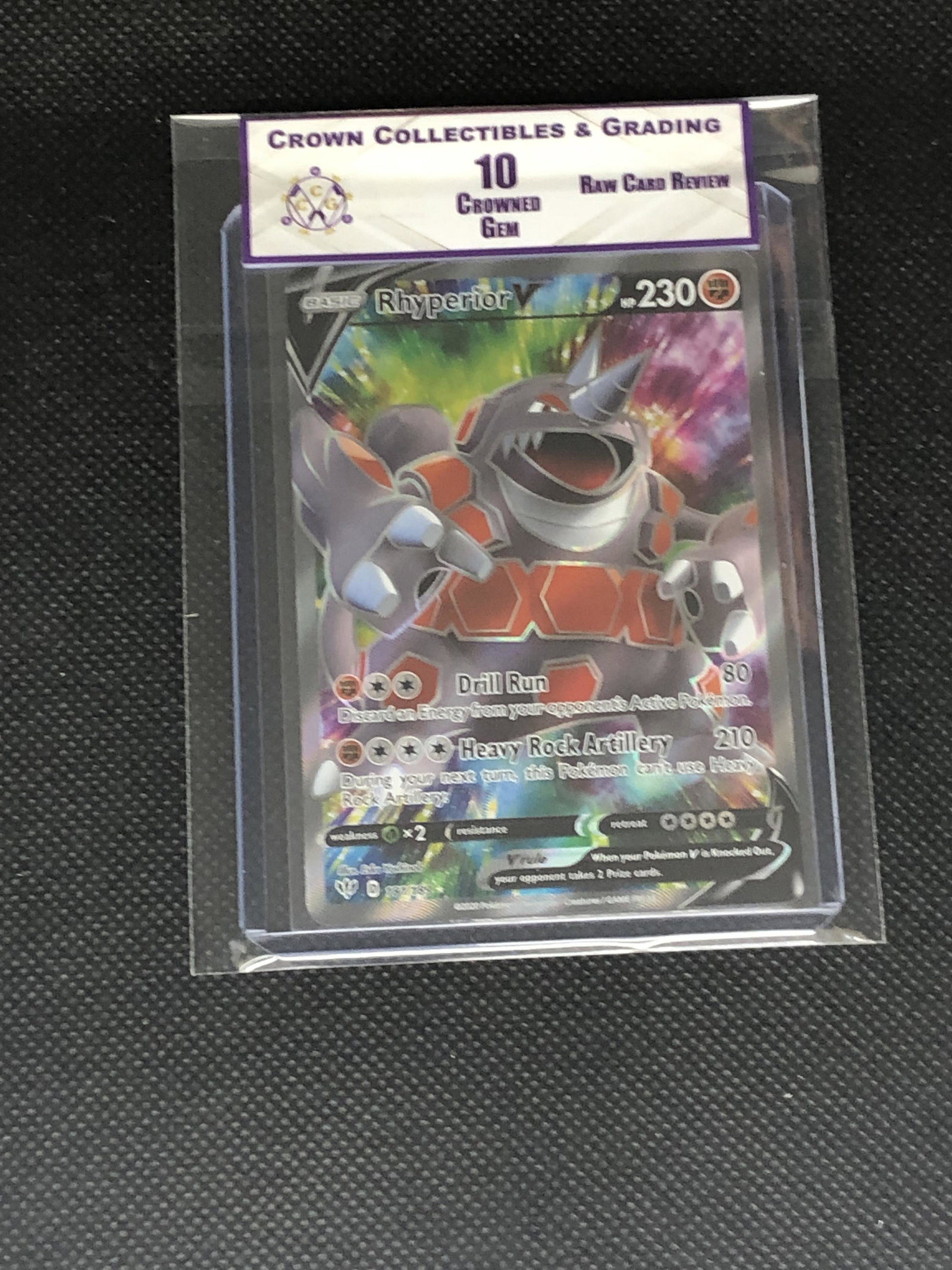 Raw Card Review Rhyperior V Full Art Graded CC&G 10: Raw Card Review Rhyperior V Full Art Graded CC&G 10