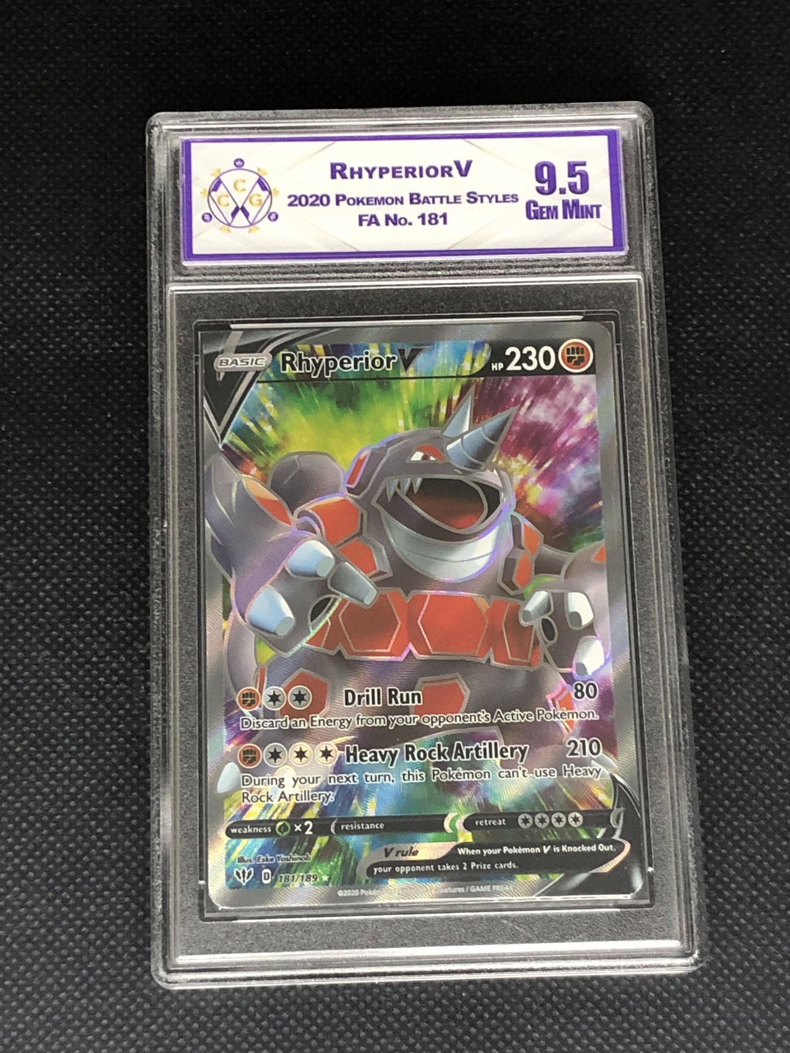 Rhyperior V Full Art Graded CC&G 9.5: Rhyperior V Full Art Graded CC&G 9.5