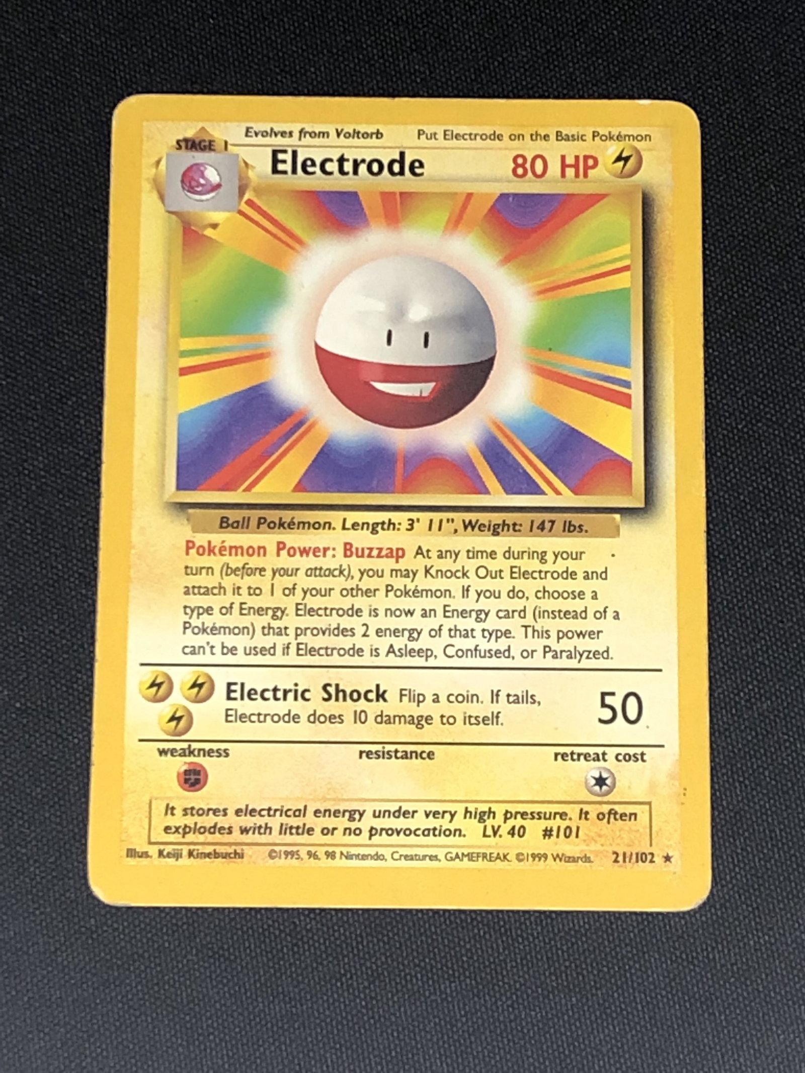Vintage Base Set Electrode Pokemon Card (1 of 1)