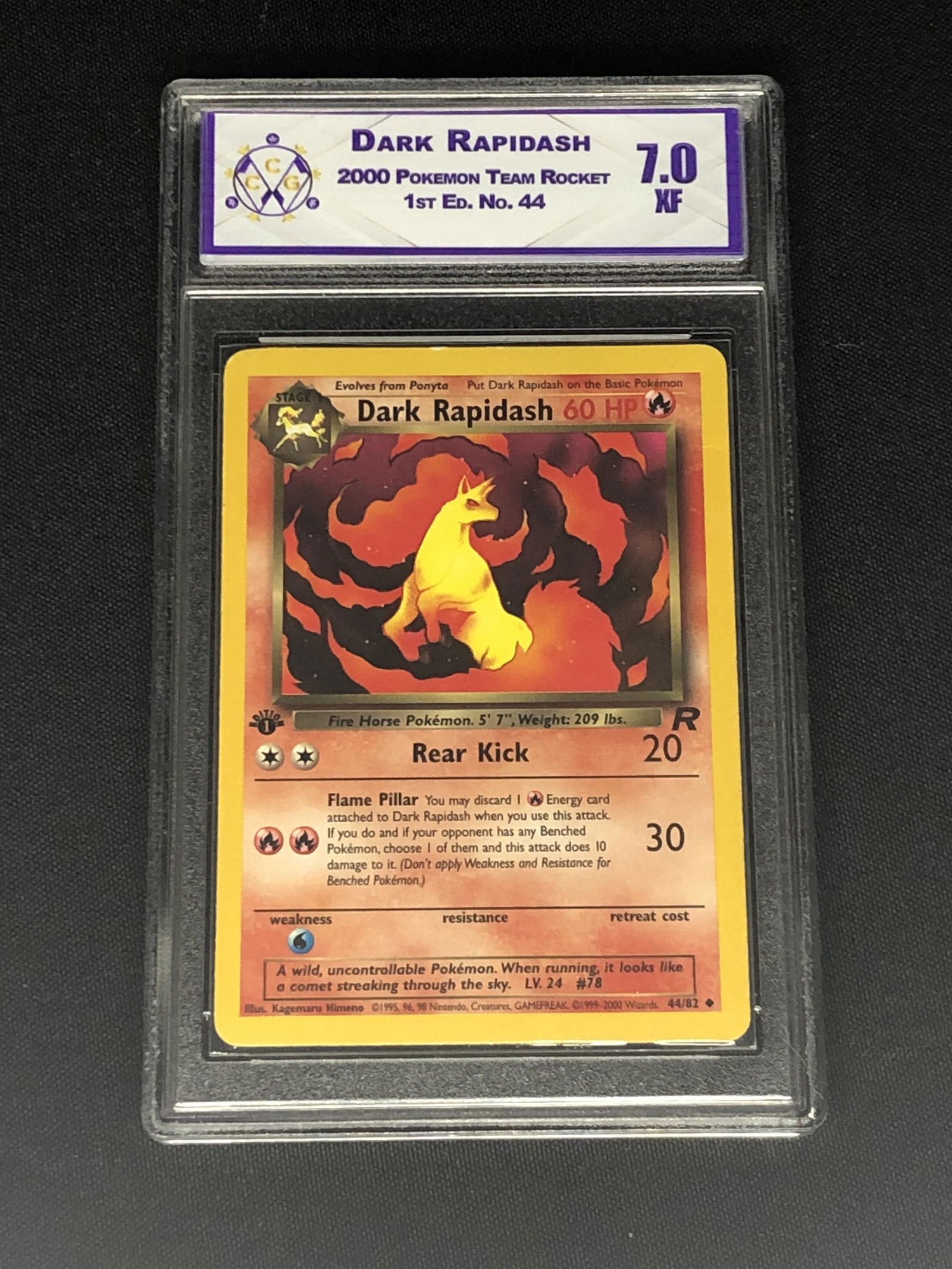 Team Rocket's 1st Ed. Dark Rapidash Graded CCG 7 (1 of 1)