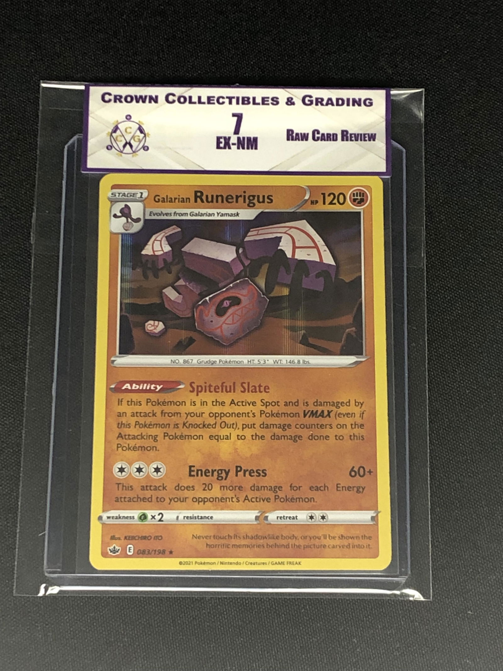 Raw Card Review Galarian Runerigus Holo Graded CCG 7 (1 of 1)