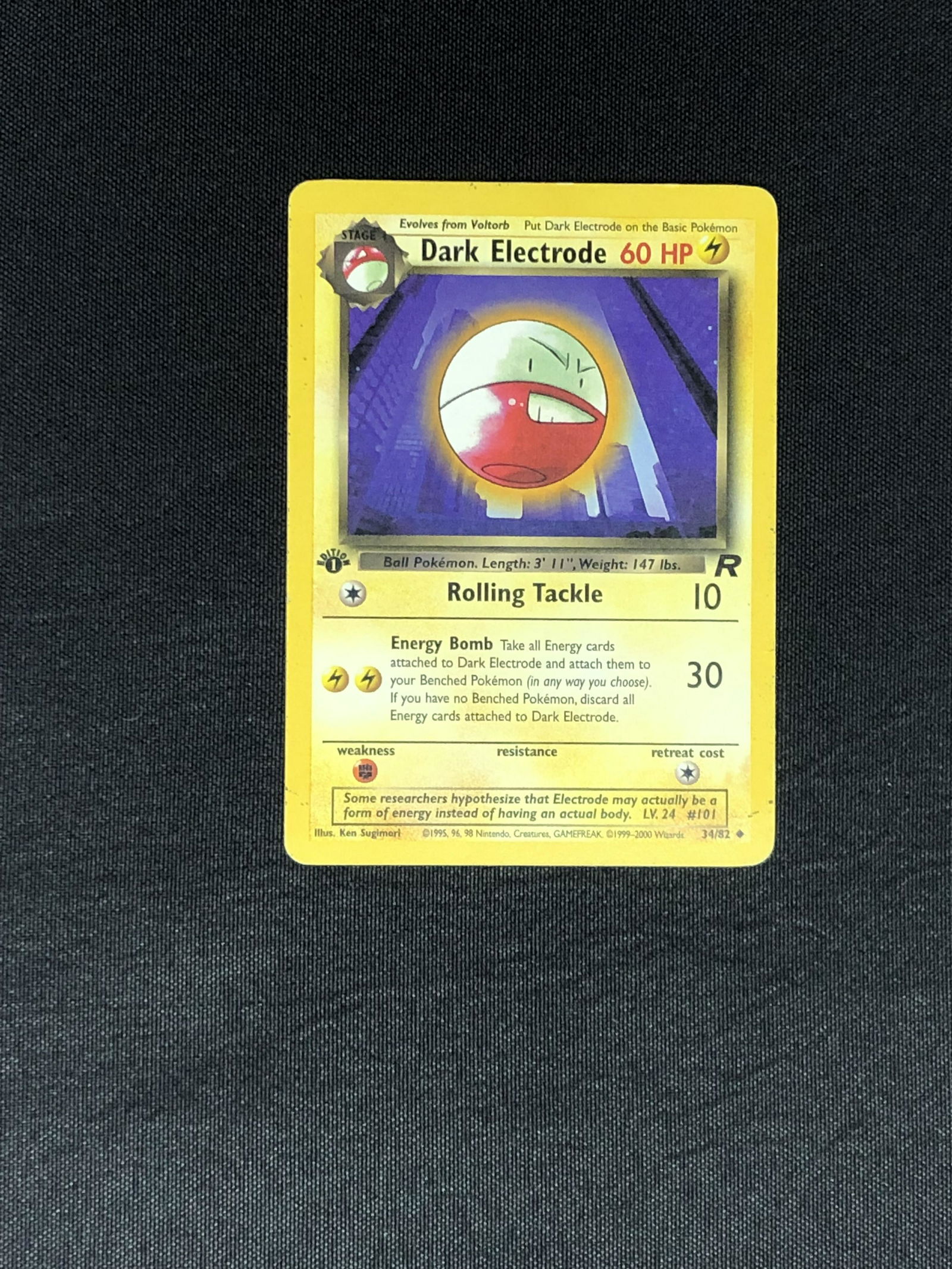 Dark Electrode 1st Edition Pokemon Card In Moderate Condition: Dark Electrode 1st Edition Pokemon Card In Moderate Condition