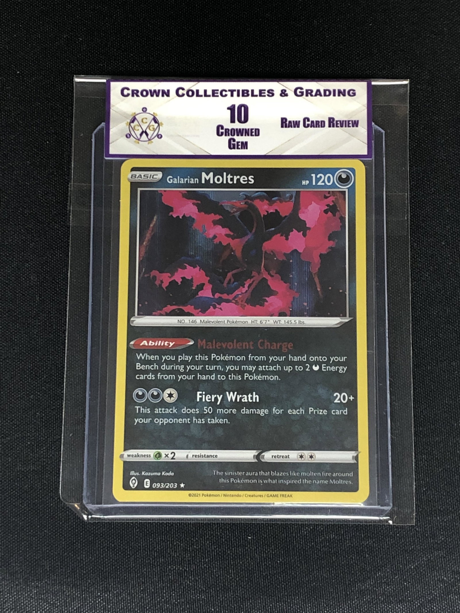 RCR Galarian Moltres CC&G 10 Pokemon Card (1 of 1)