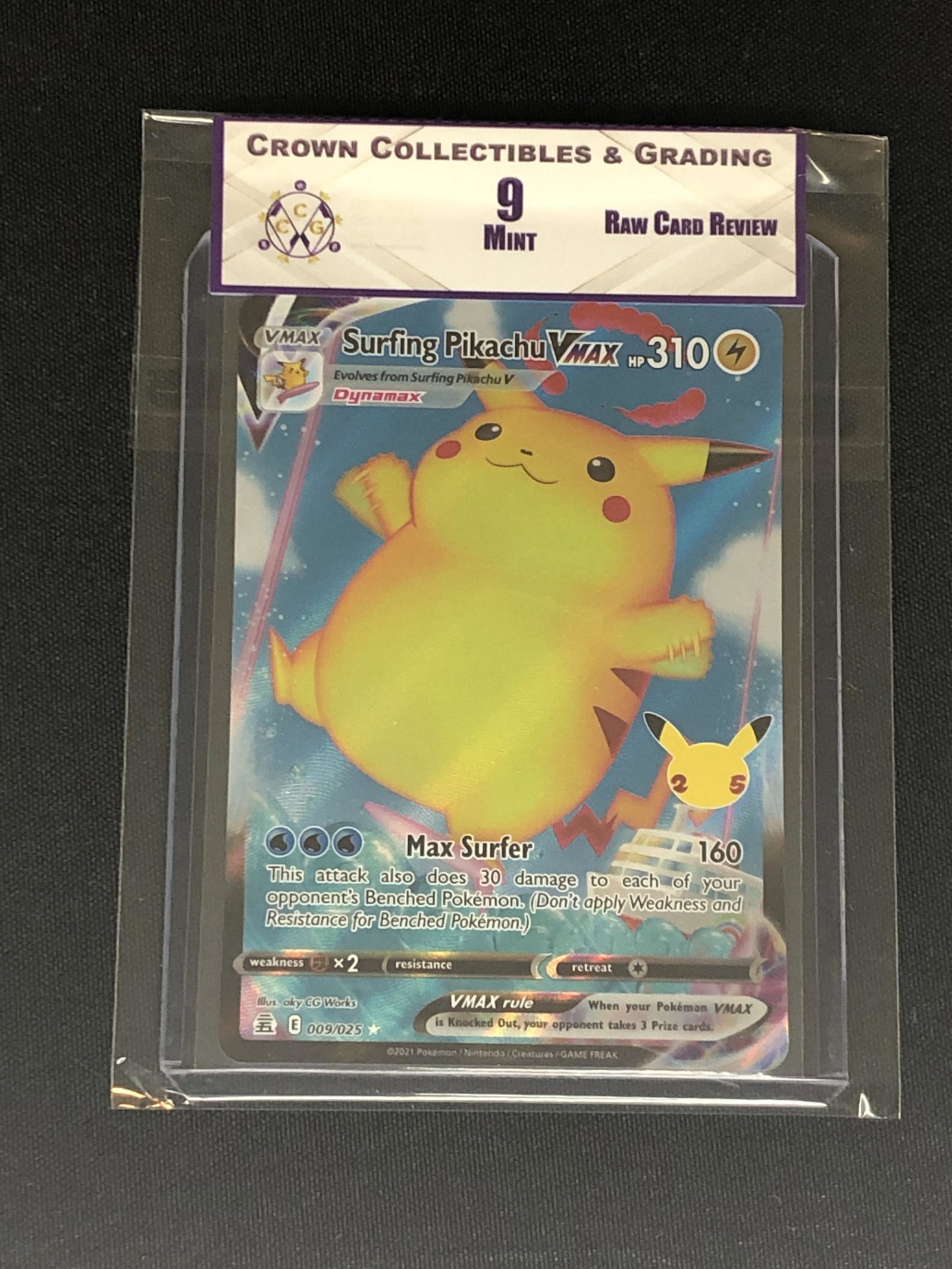 RCR Surfing Pikachu Vmax CC&G 9 Pokemon Card: RCR Surfing Pikachu Vmax CC&G 9 Pokemon Card