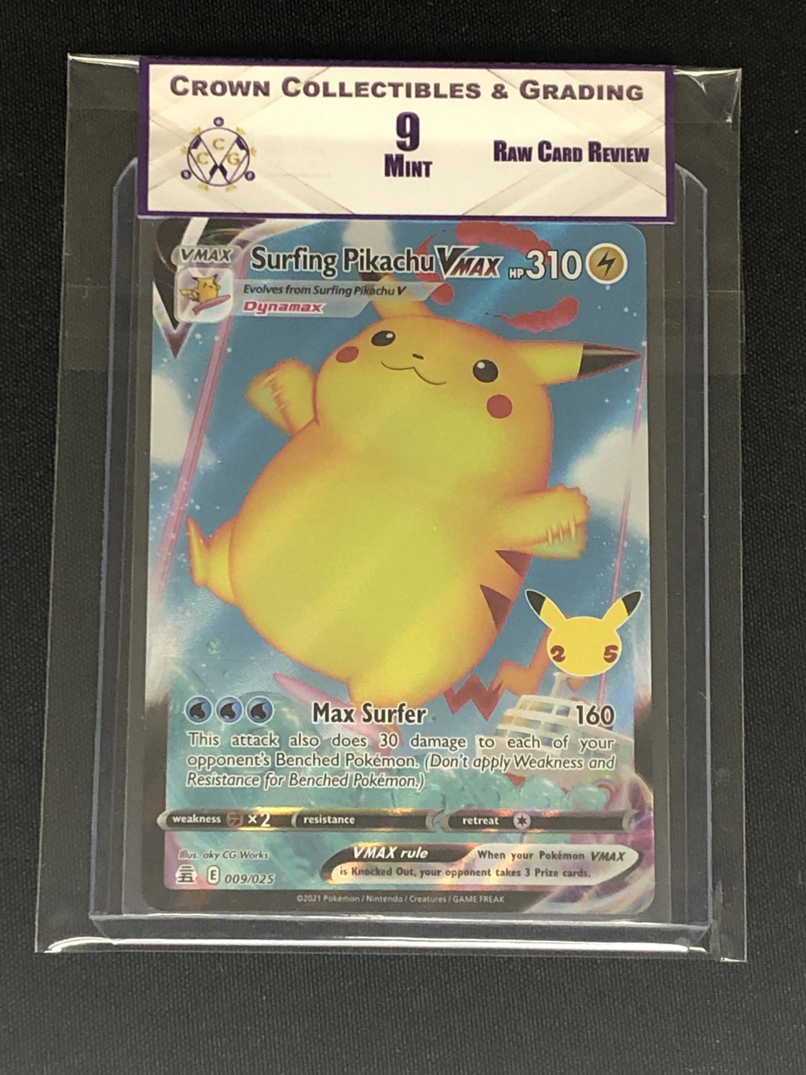 RCR Surfing Pikachu Vmax CC&G 9 Pokemon Card: RCR Surfing Pikachu Vmax CC&G 9 Pokemon Card