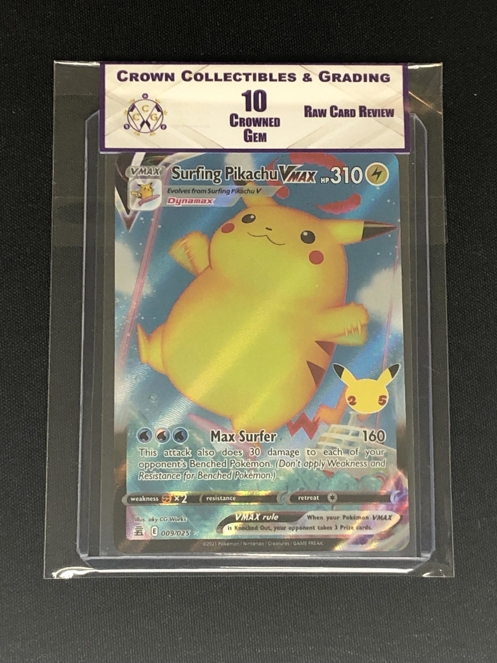 RCR Surfing Pikachu Vmax CC&G 10 Pokemon Card: RCR Surfing Pikachu Vmax CC&G 10 Pokemon Card