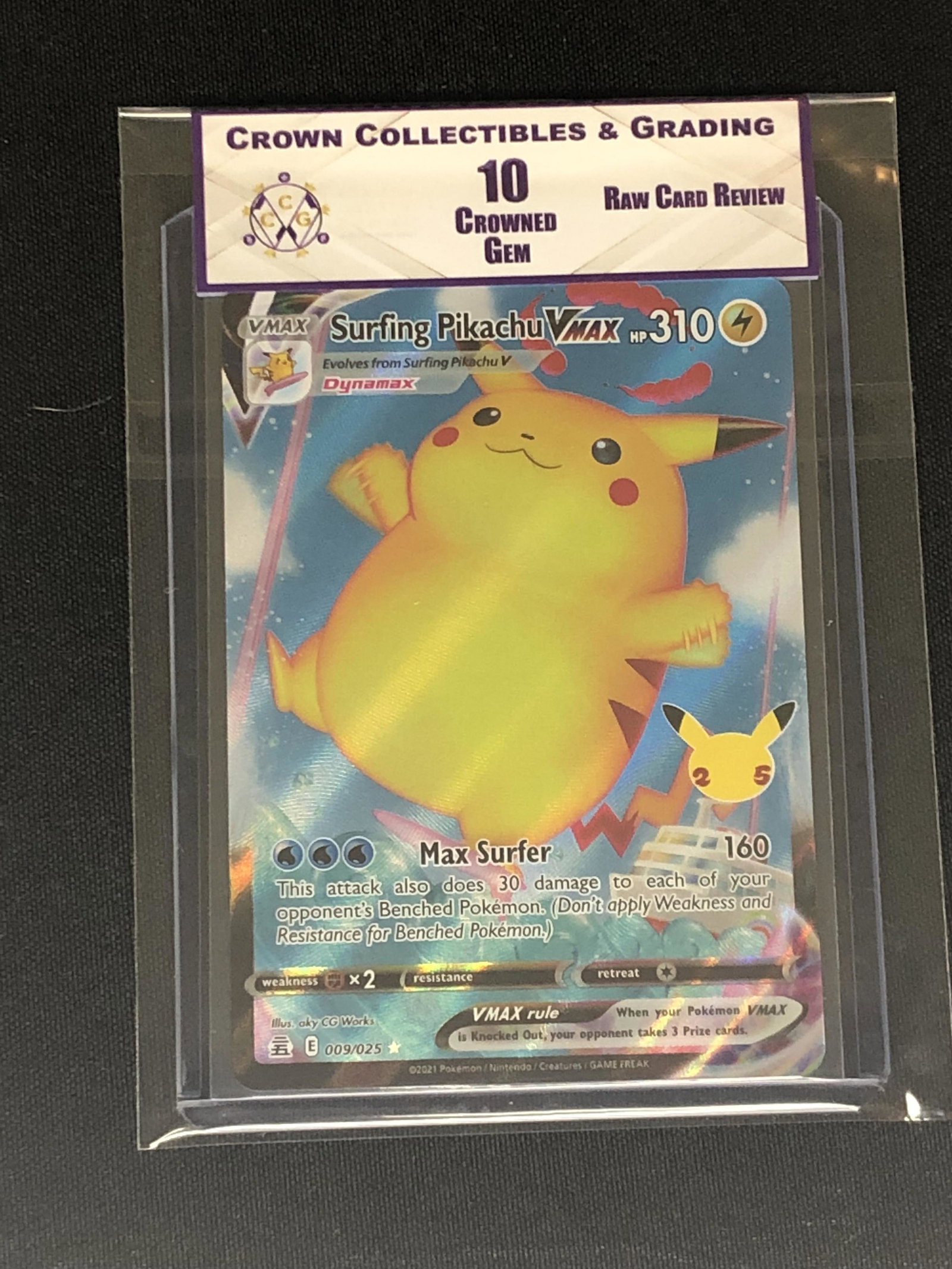 RCR Surfing Pikachu Vmax CC&G 10 Pokemon Card: RCR Surfing Pikachu Vmax CC&G 10 Pokemon Card