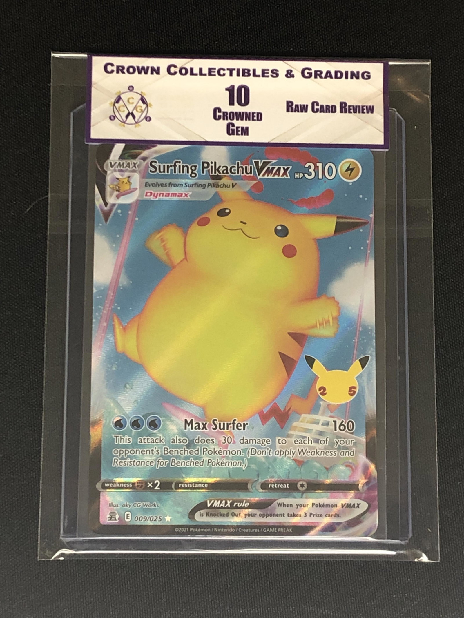 RCR Surfing Pikachu Vmax CC&G 10 Pokemon Card: RCR Surfing Pikachu Vmax CC&G 10 Pokemon Card