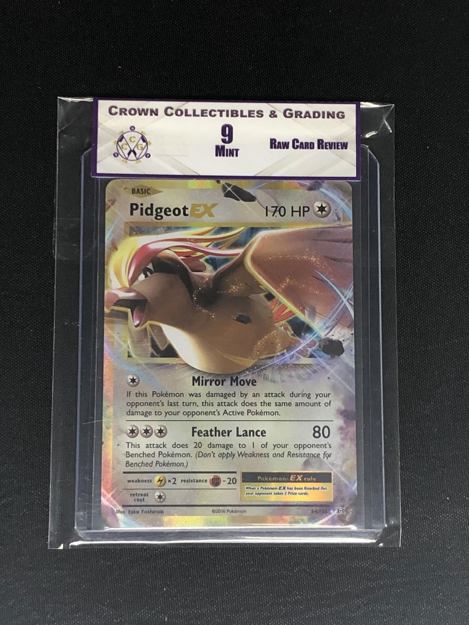 RCR Pidgeot EX CC&G 9 Pokemon Card (1 of 1)