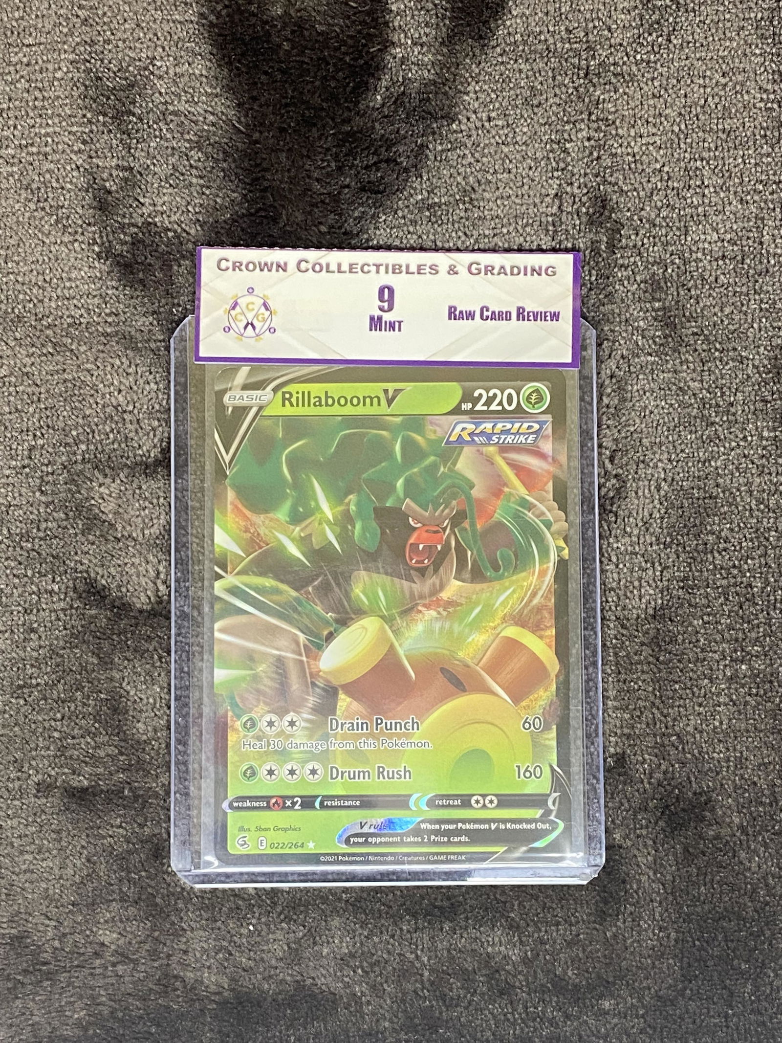 RCR Rillaboom V CC&G 9 Pokemon Card (1 of 1)