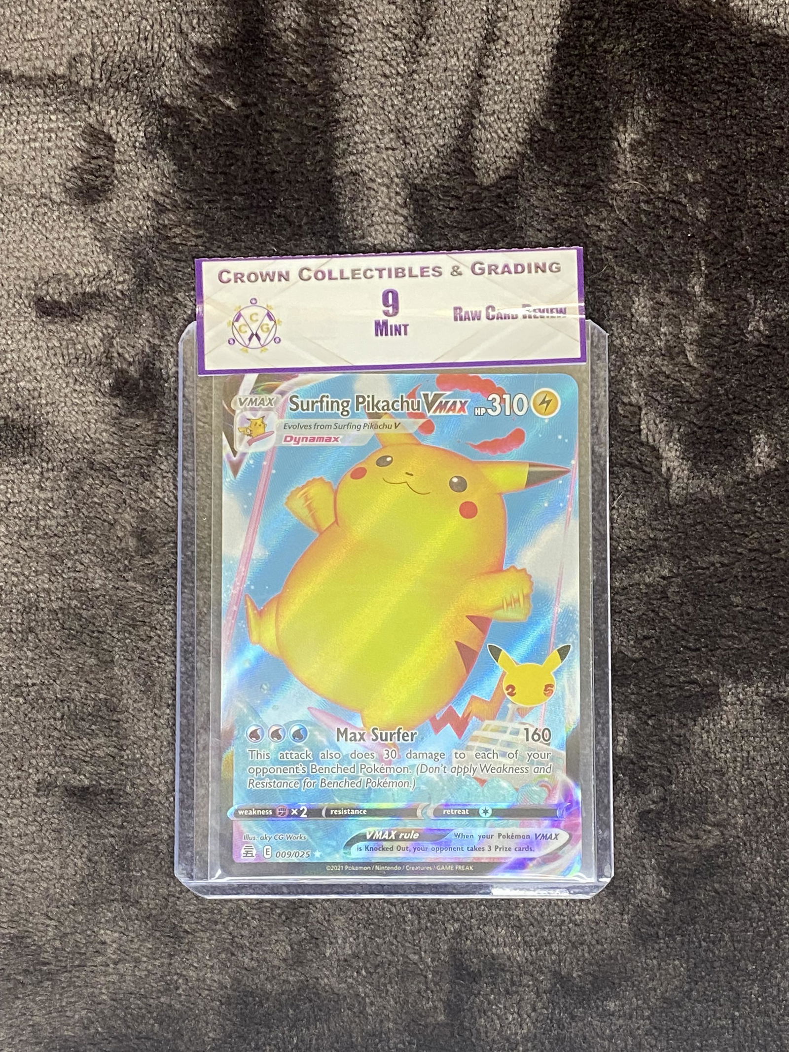 RCR Surfing Pikachu Vmax CC&G 9 Pokemon Card (1 of 1)