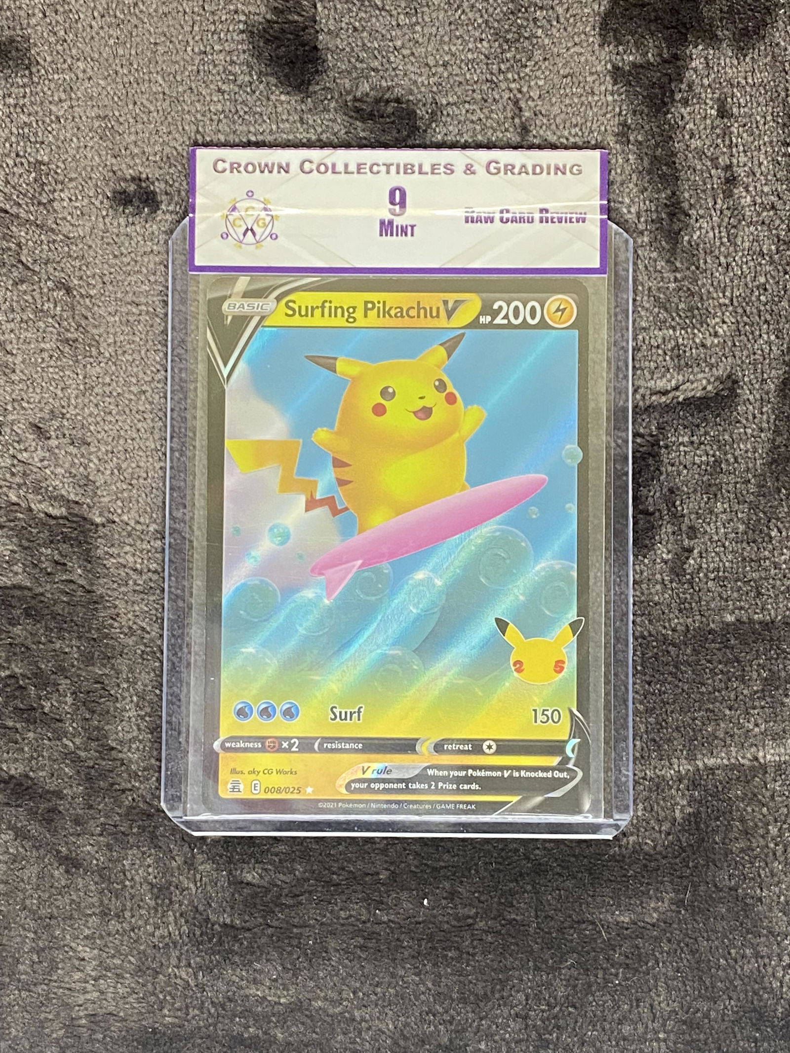 RCR Surfing Pikachu V CC&G 9 Pokemon Card (1 of 1)