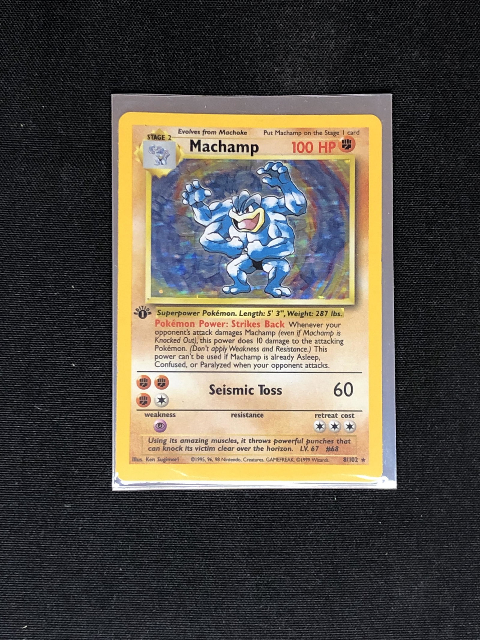 Machamp Holo Pokemon Card Single- in heavily played condition: Machamp Holo Pokemon Card Single- in heavily played condition
