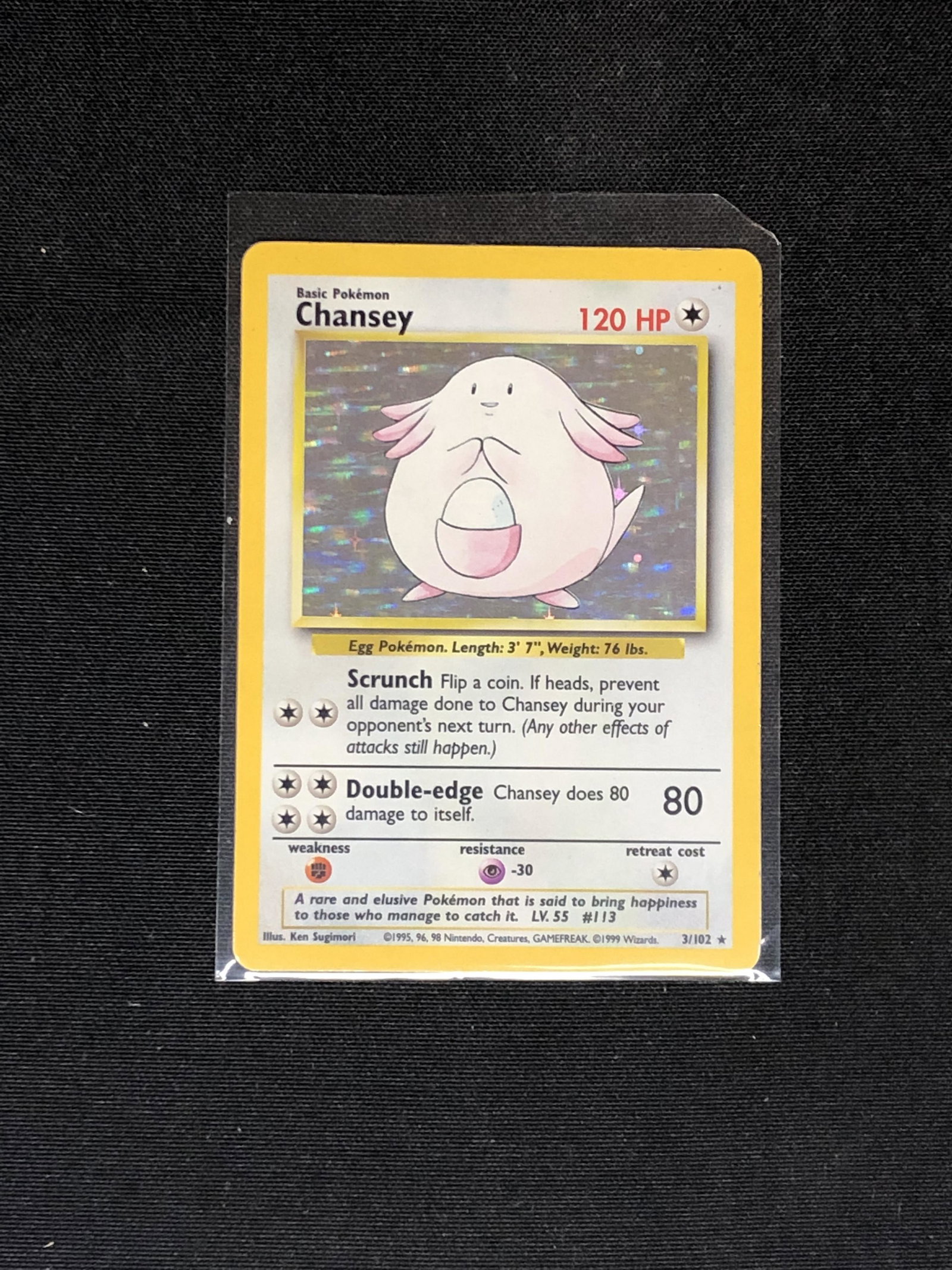 Chansey Holo Pokemon Card Single- in heavily played condition: Chansey Holo Pokemon Card Single- in heavily played condition