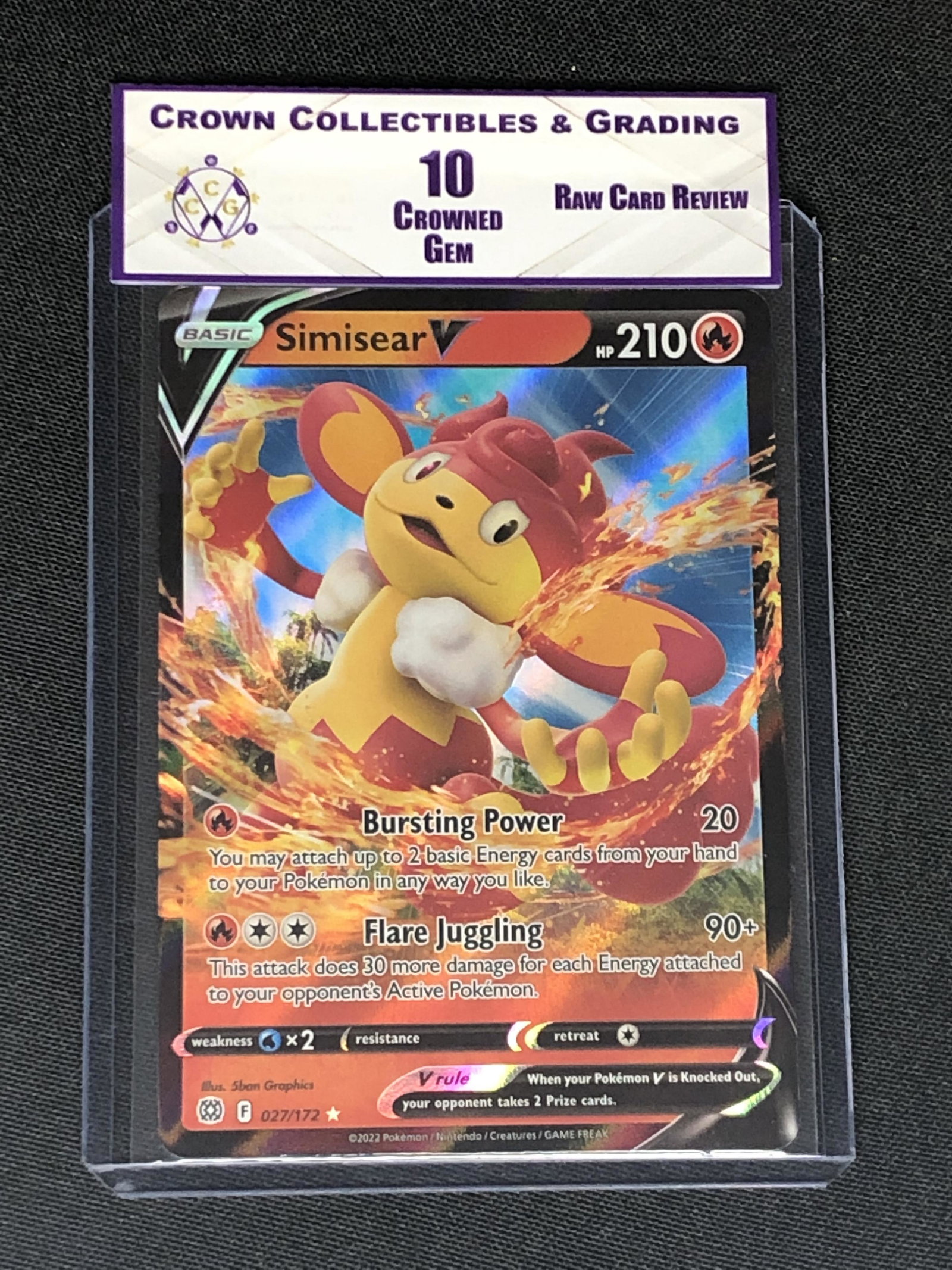 RCR Simisear V CC&G 10 Pokemon Card (1 of 1)