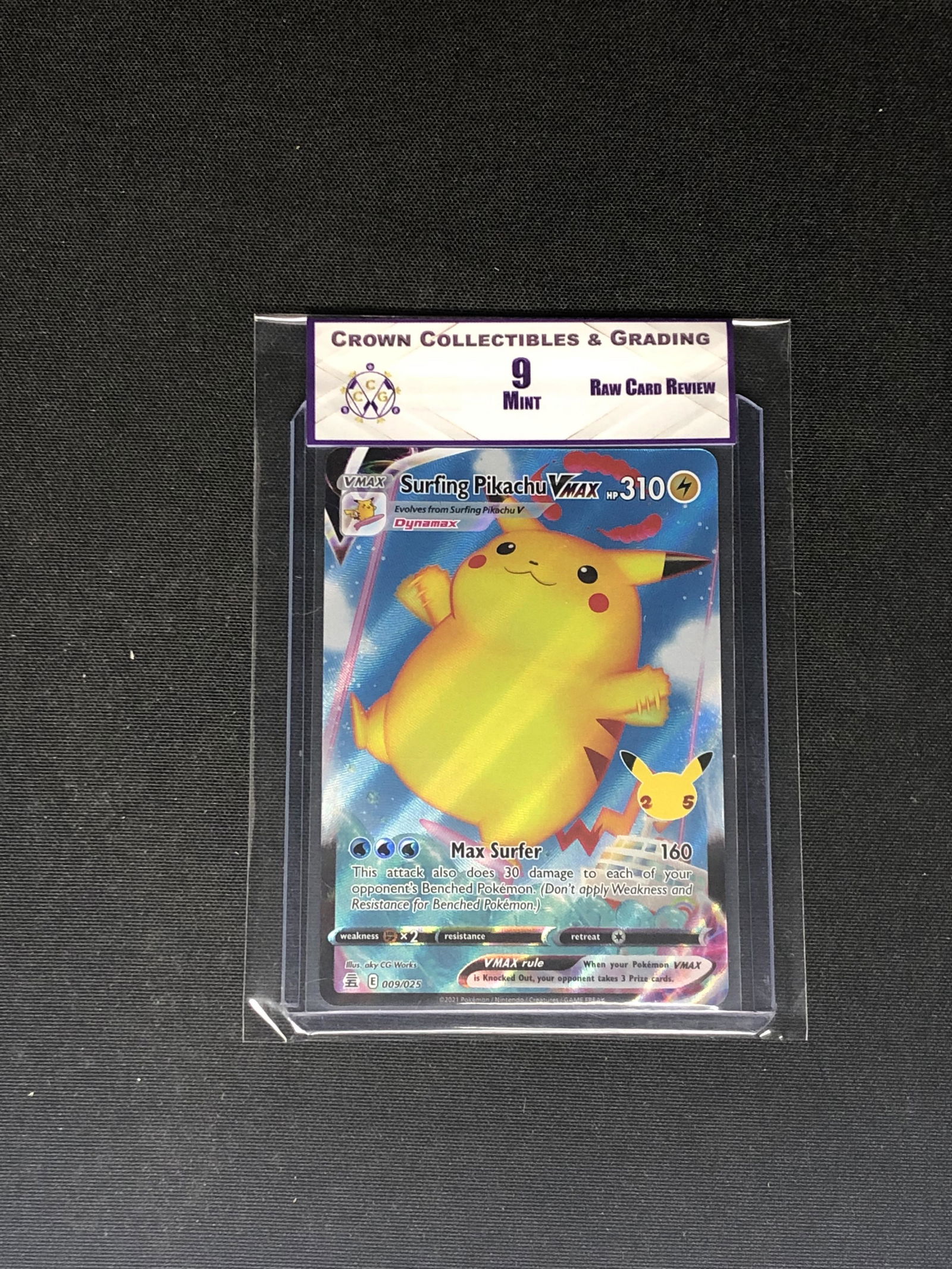 RCR Surfing Pikachu Vmax CC&G 9 Pokemon Card (1 of 1)