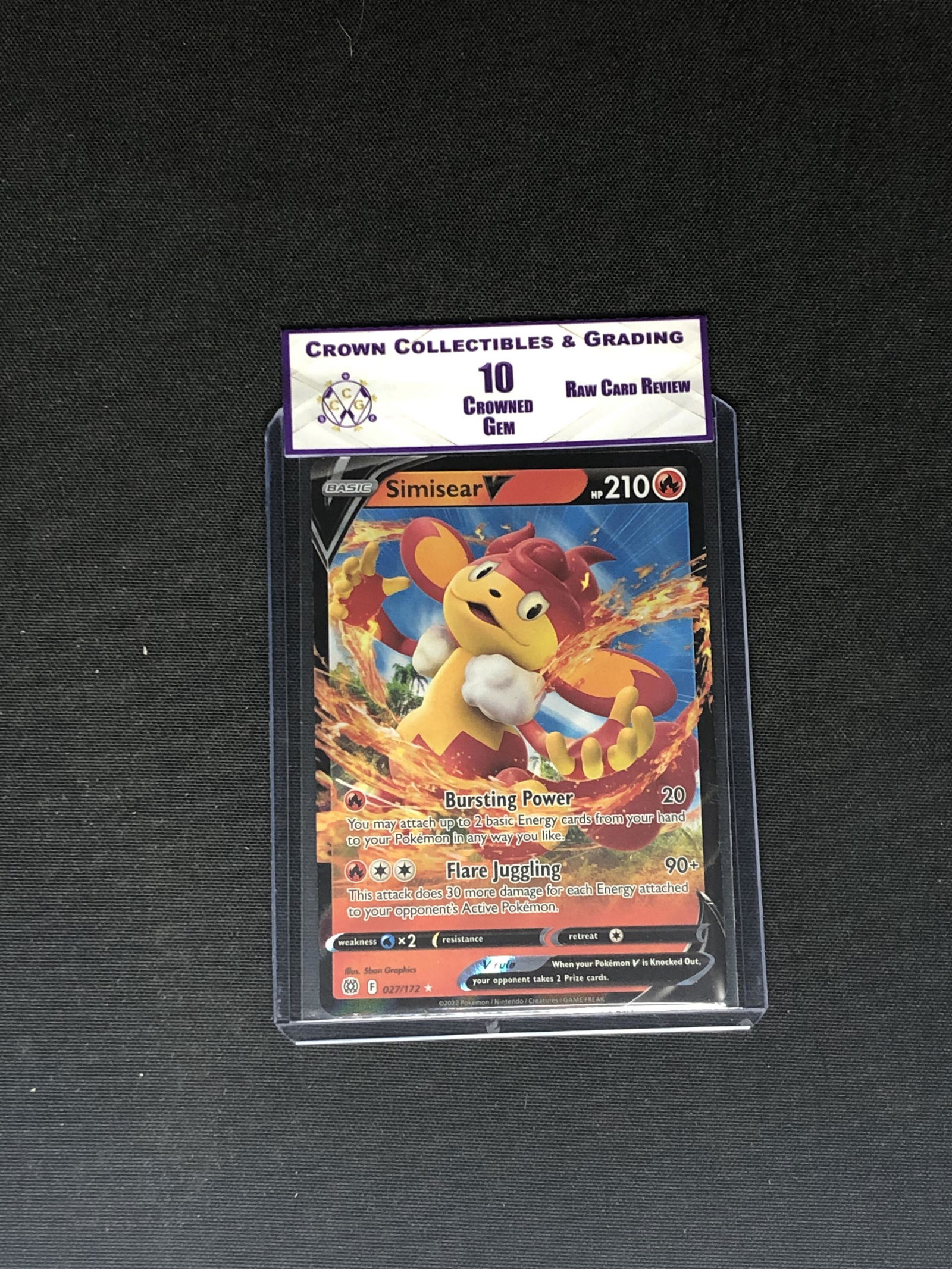 RCR Simisear V CC&G 10 Pokemon Card (1 of 1)