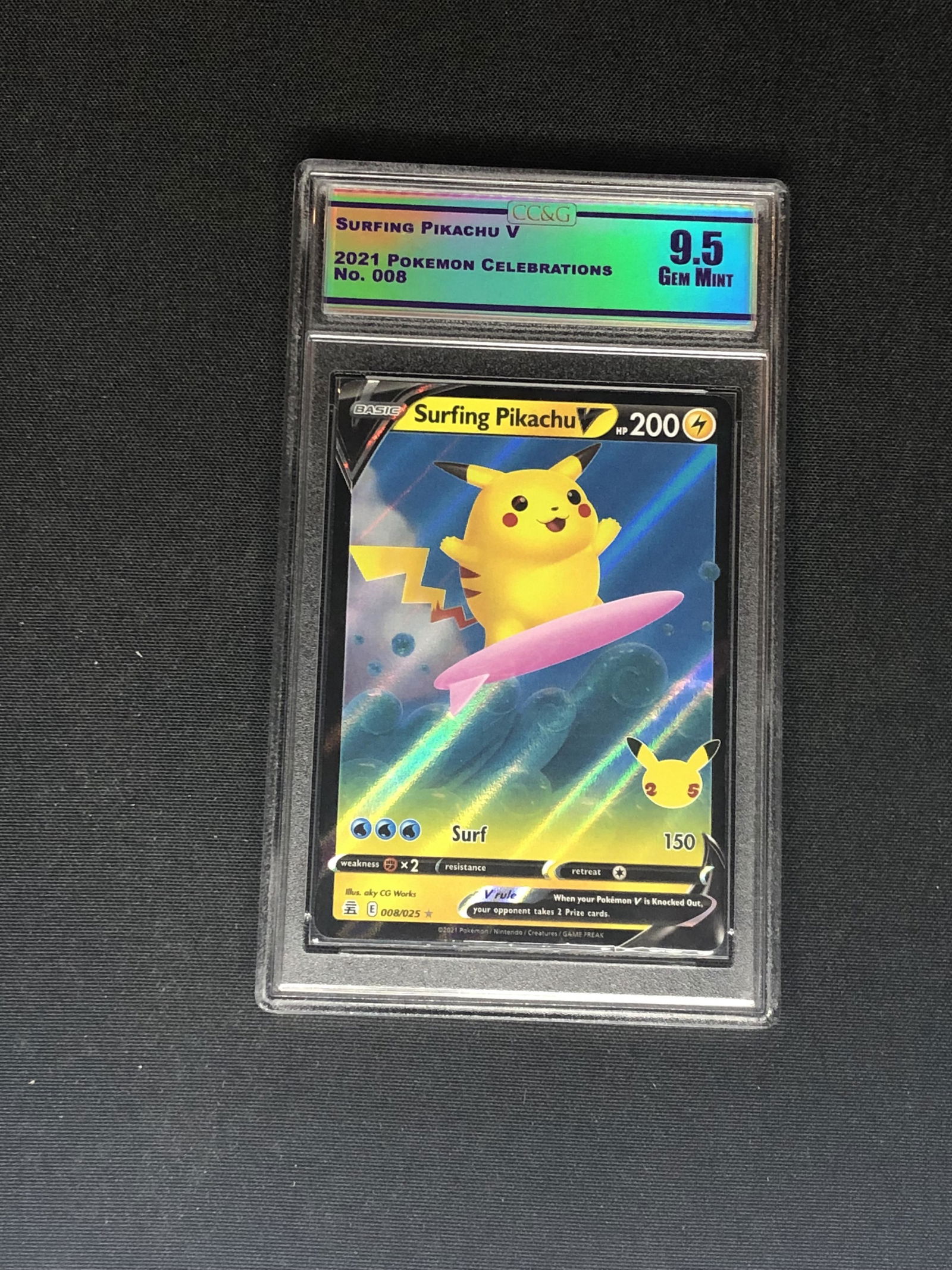Surfing Pikachu V CC&G 9.5 Pokemon Card (1 of 1)