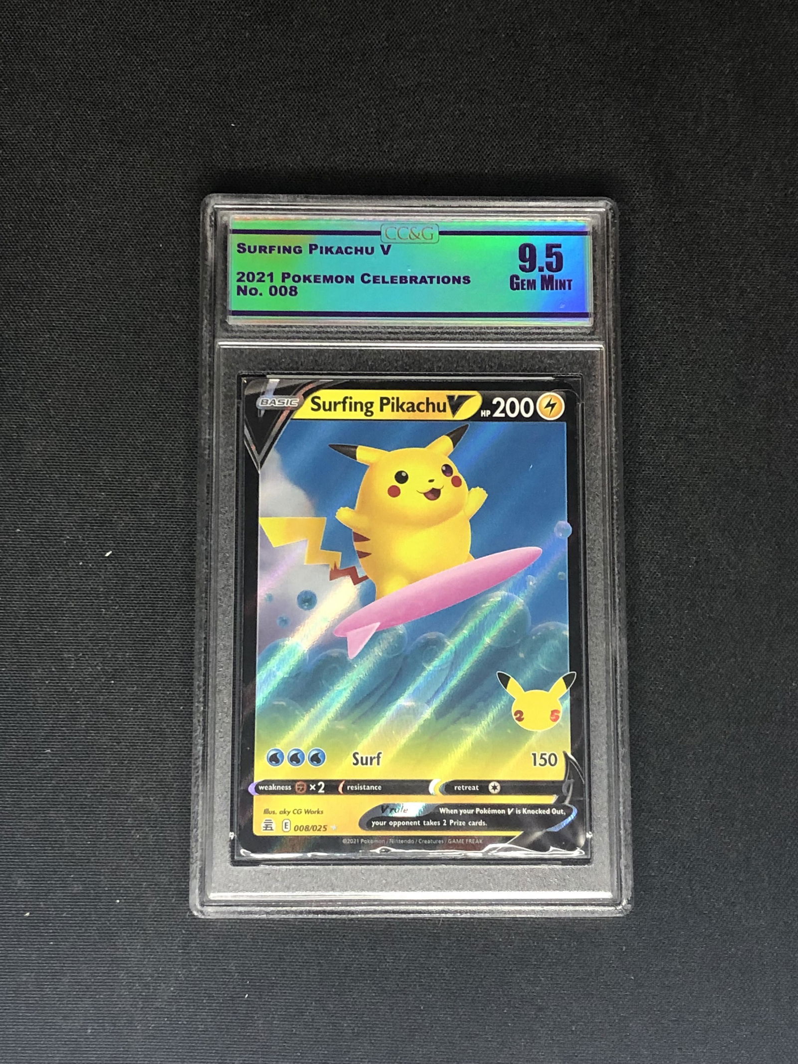 Surfing Pikachu V CC&G 9.5 Pokemon Card (1 of 1)