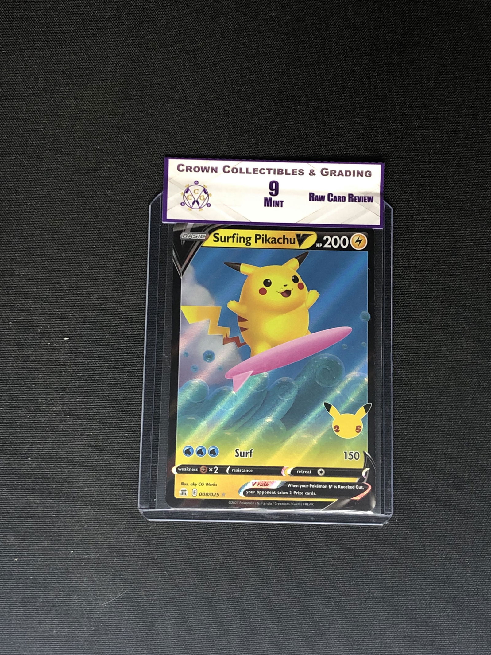 RCR Surfing Pikachu V CC&G 9 Pokemon Card (1 of 1)