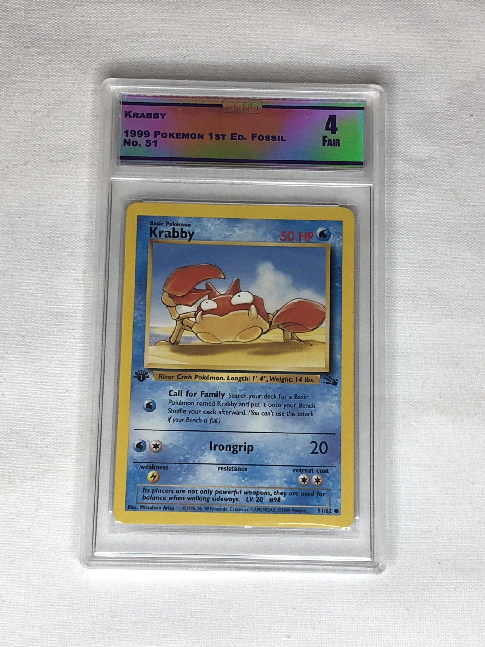 1st Ed Fossil Krabby Graded CC&G 4 (1 of 1)