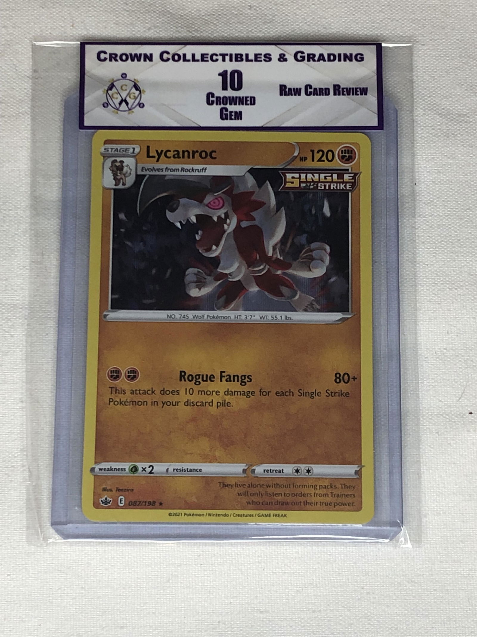 Lycanroc Holo Pokemon Card RCR 10 (1 of 1)
