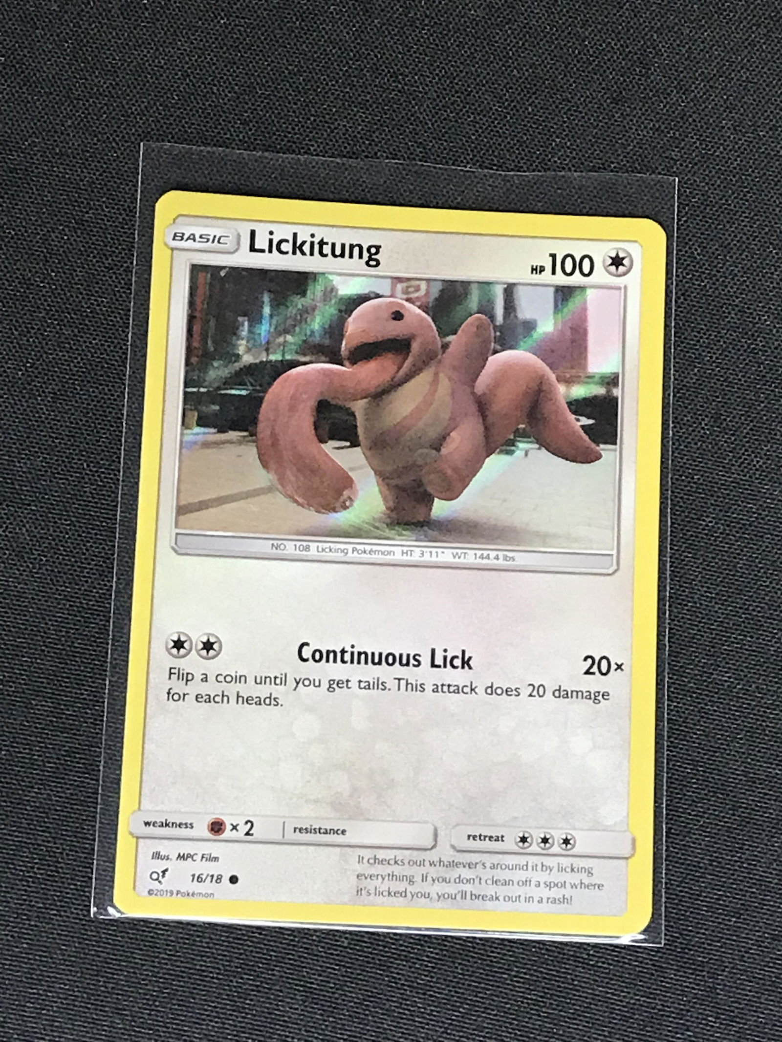 Lickitung Detective Pikachu Holo Pokemon card - moderately played (1 of 1)