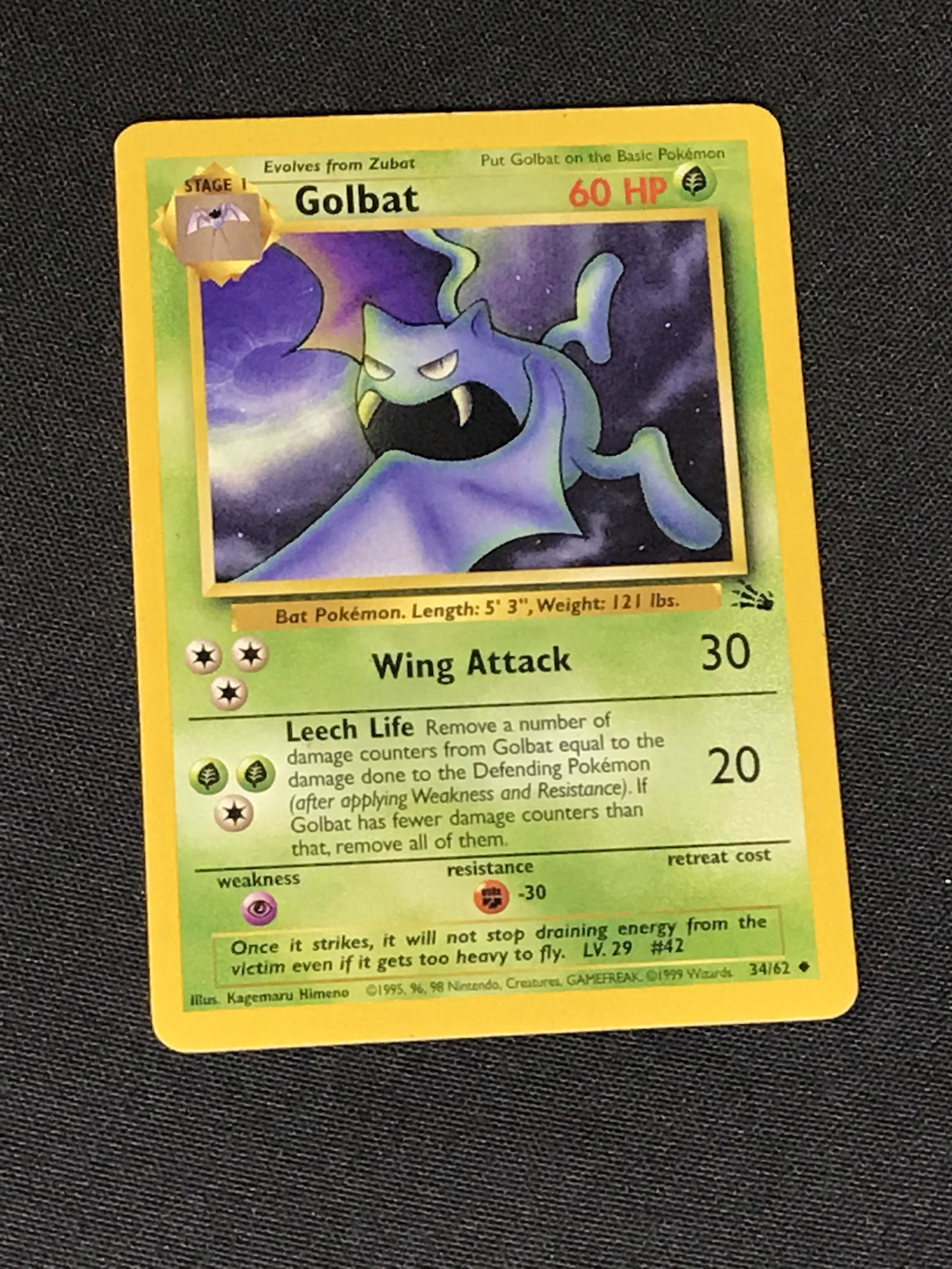 Golbat Fossil Pokemon single - moderately played: Golbat Fossil Pokemon single - moderately played