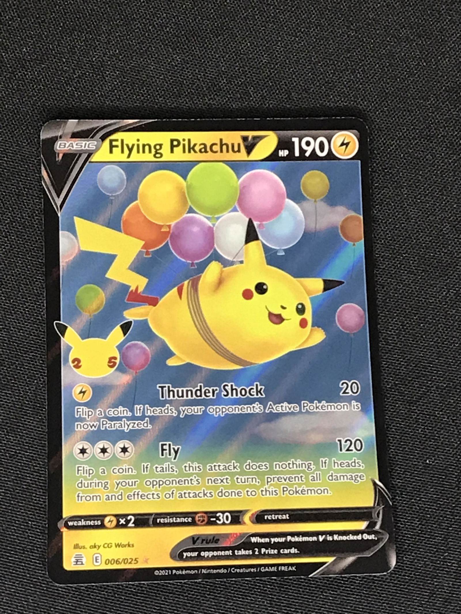 Flying Pikachu V Pokemon Card (1 of 1)