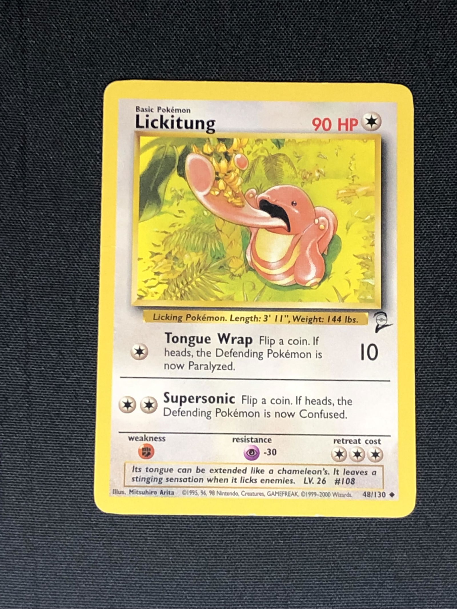 Base Set 2 Lickitung Pokemon Card - Moderately Played Condition (1 of 1)