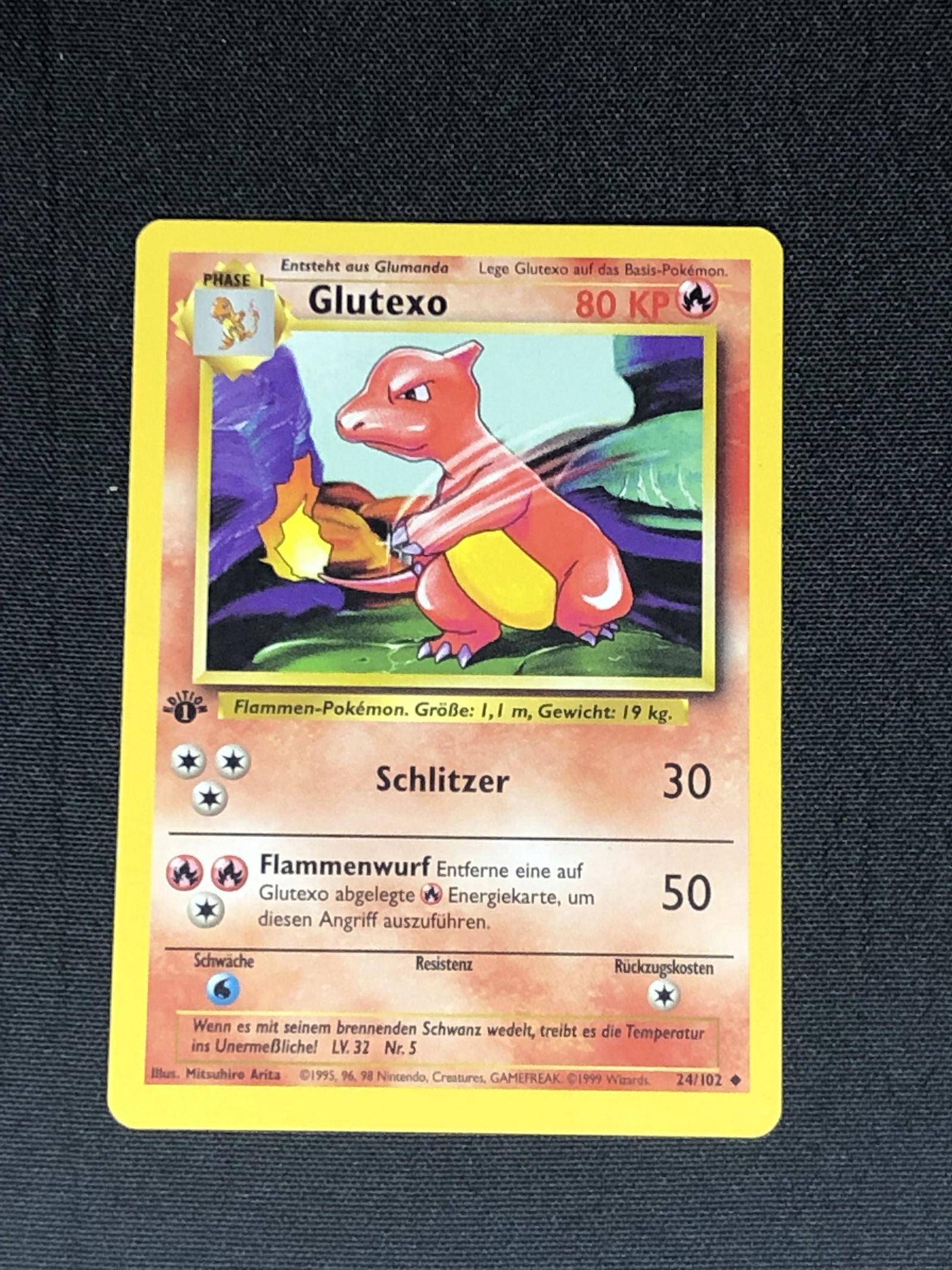 1st Edition Base Set Charmeleon Pokemon Card - Moderately Played Condition (1 of 1)