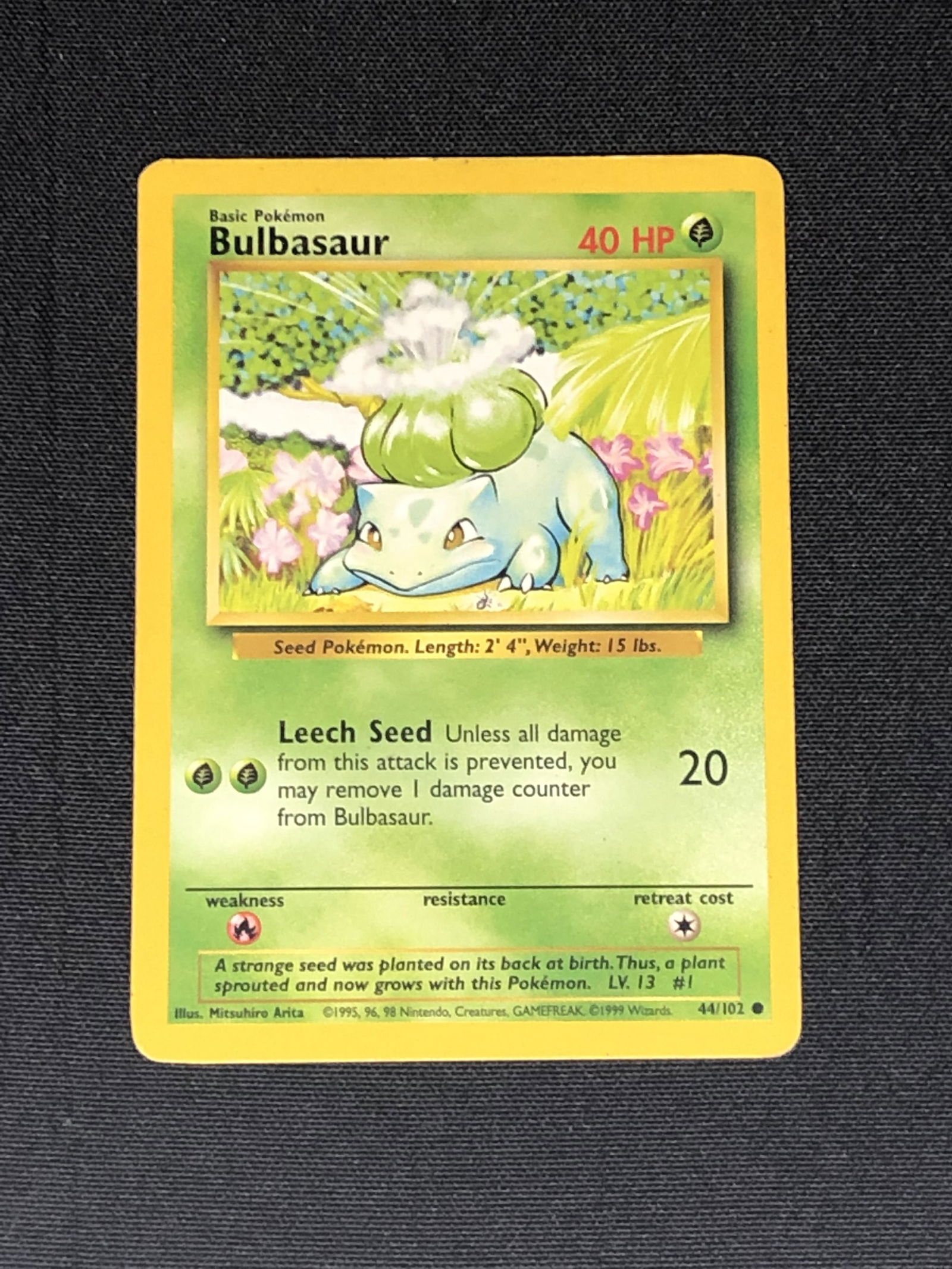 Base Set Bulbasaur Pokemon Card - Moderately Played Condition (1 of 1)