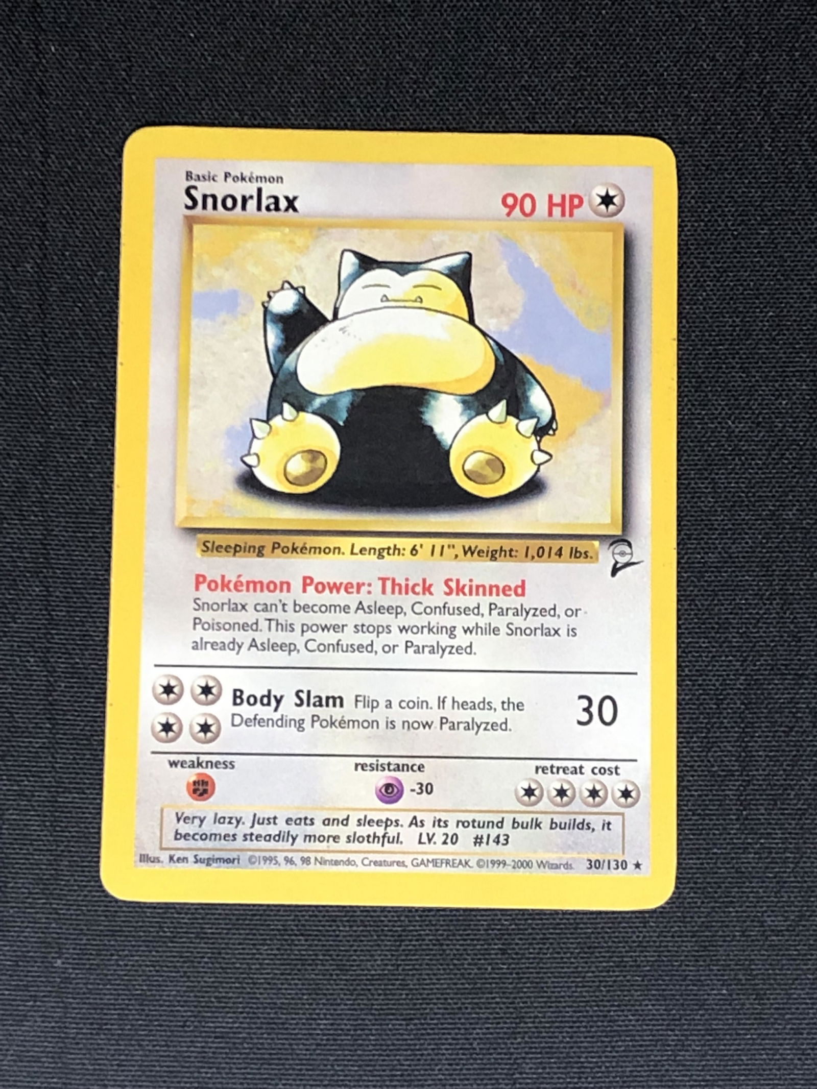 Base Set 2 Snorlax Pokemon Card - Moderately Played Condition (1 of 1)