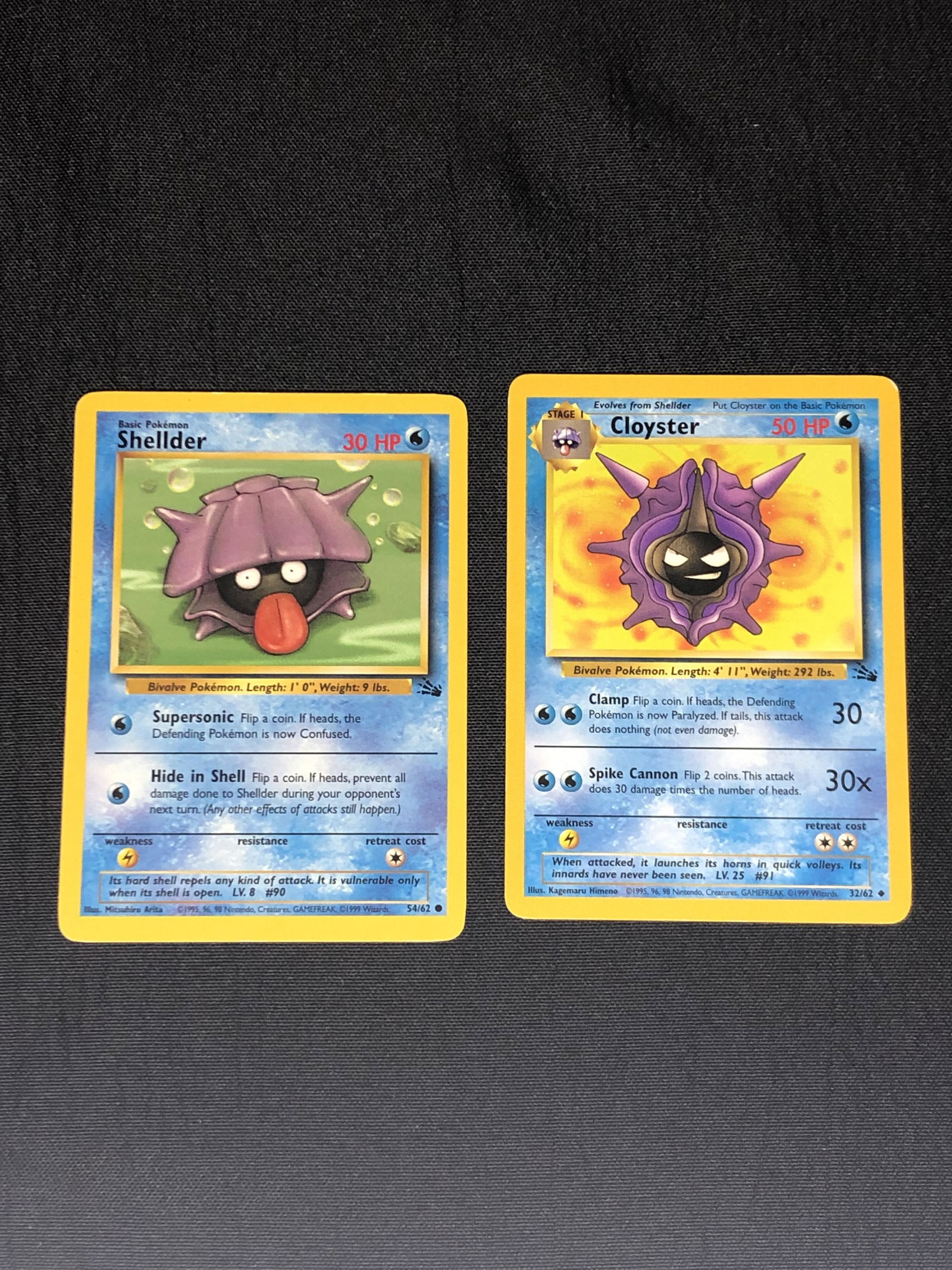 Fossil Set Shellder & Cloyster Pokemon Cards - Moderately Played Condition (1 of 1)