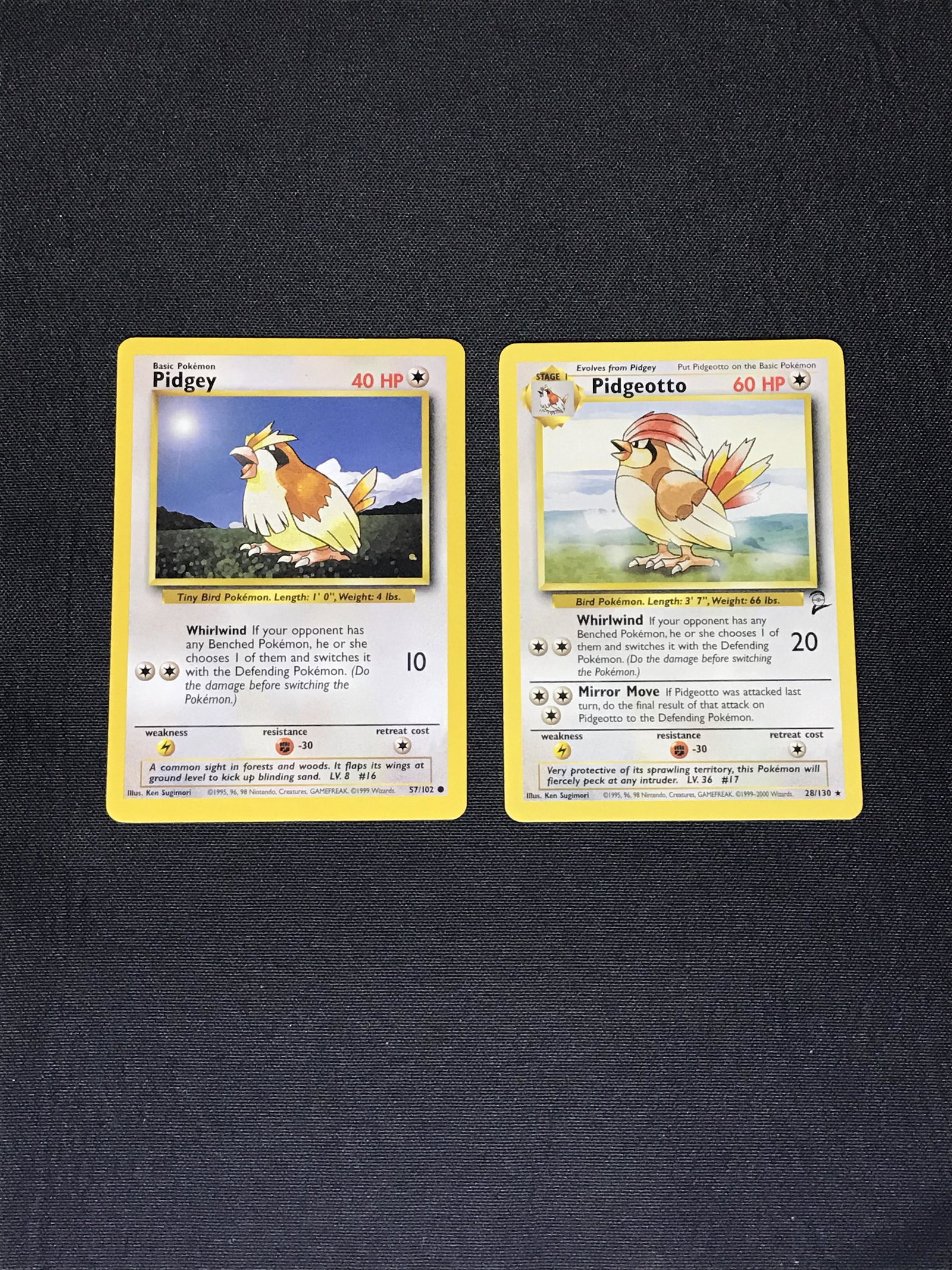 Base Set Pidgey & Base Set 2 Pidgeotto Pokemon cards: Base Set Pidgey & Base Set 2 Pidgeotto Pokemon cards