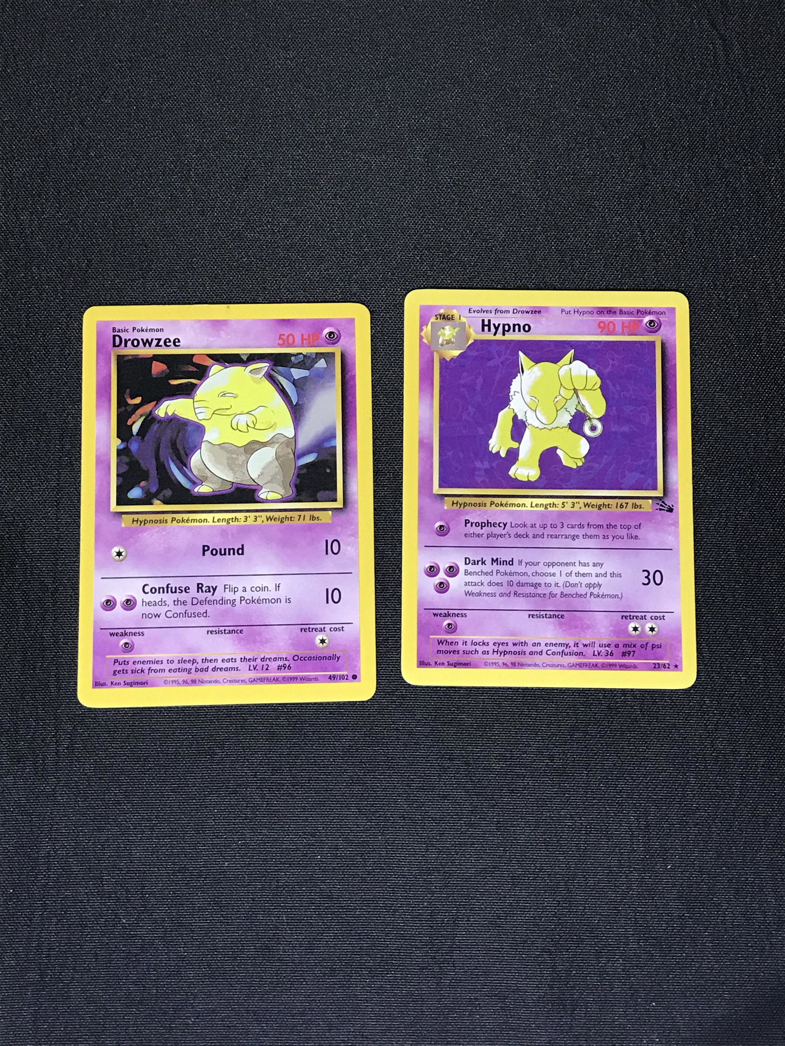 Base Set Drowzee & Fossil Hypno Pokemon cards: Base Set Drowzee & Fossil Hypno Pokemon cards
