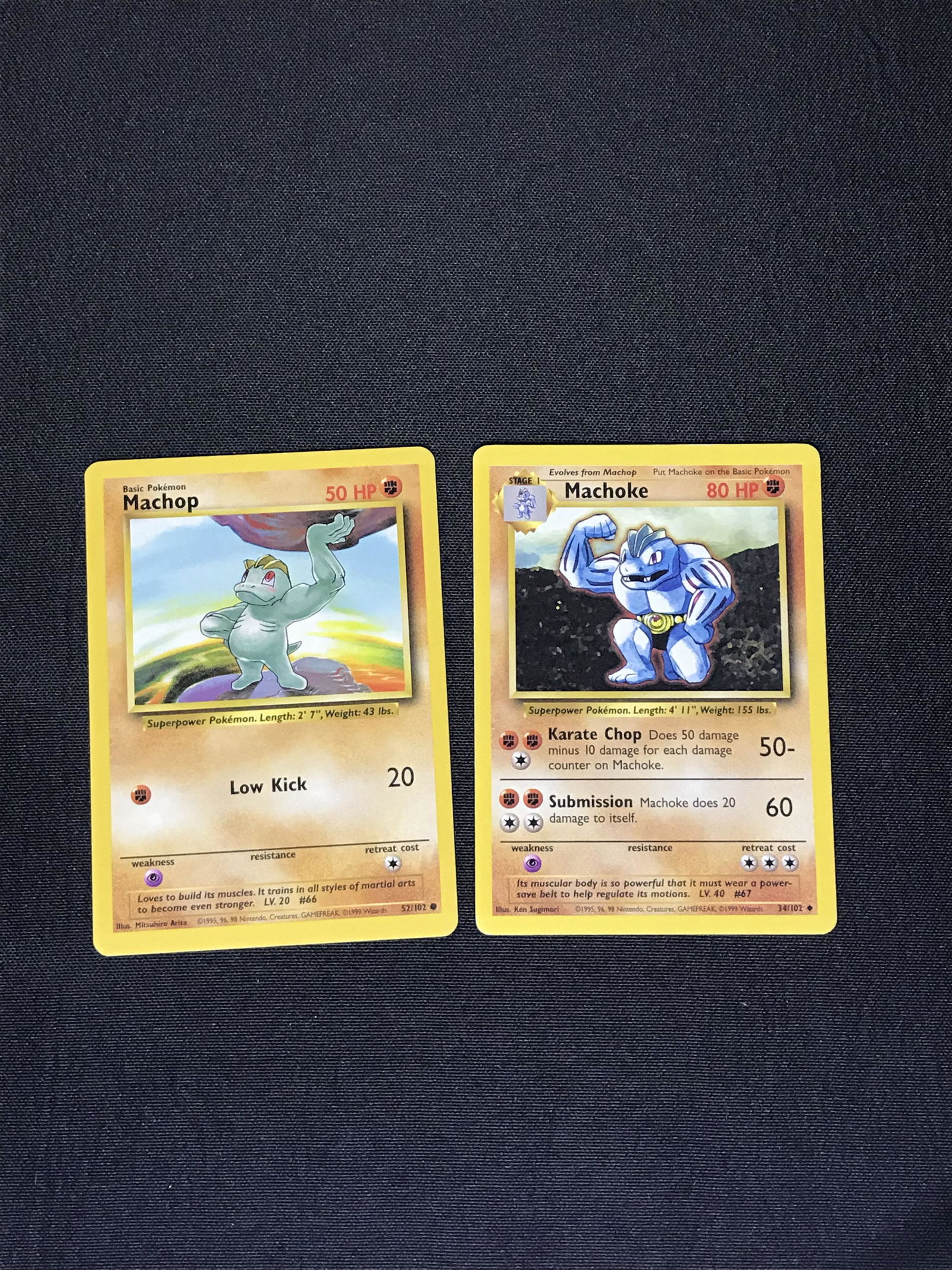 Base Set Machop & Machoke Pokemon cards (1 of 1)