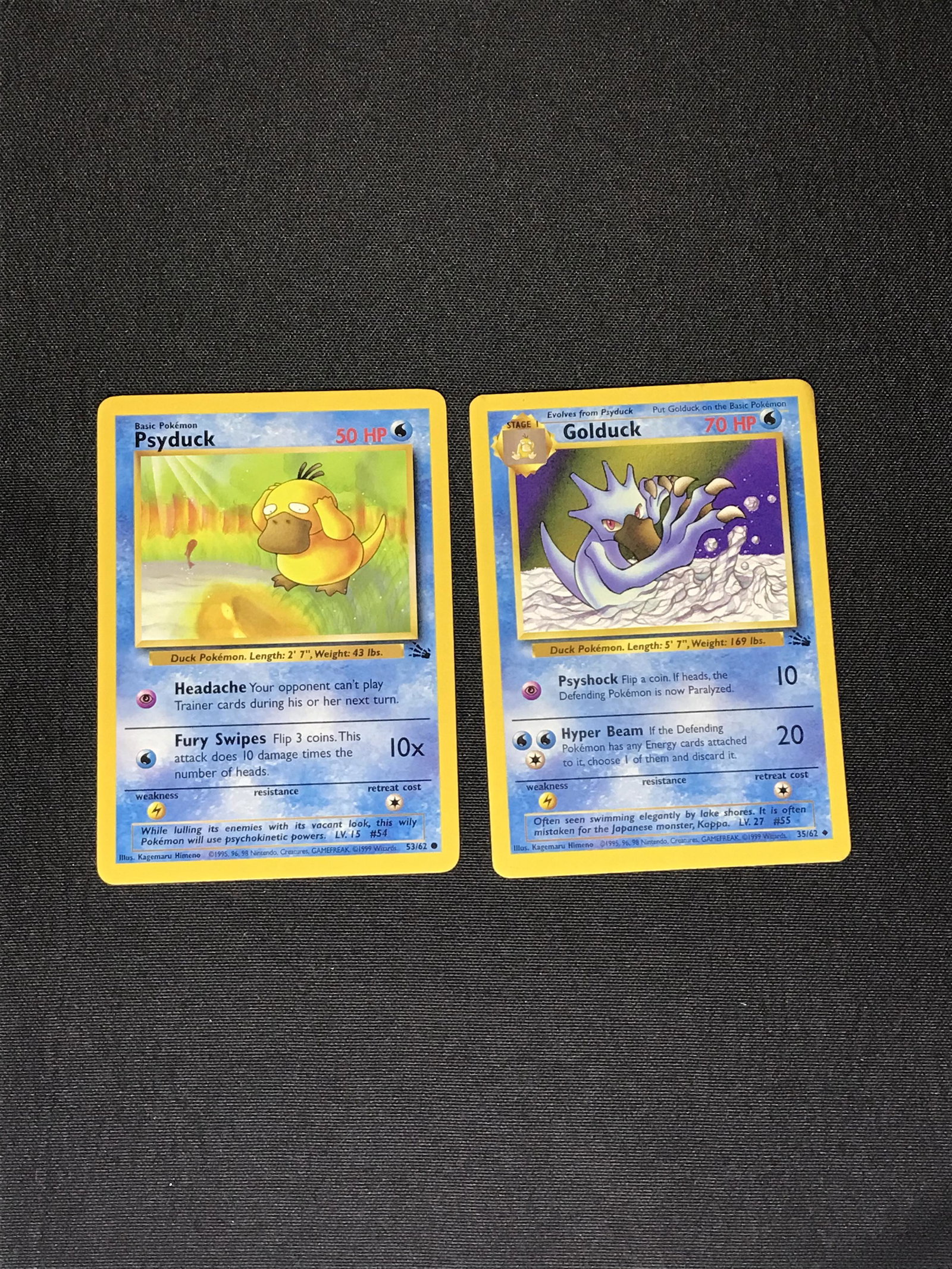 Fossil Psyduck & Golduck Pokemon cards: Fossil Psyduck & Golduck Pokemon cards